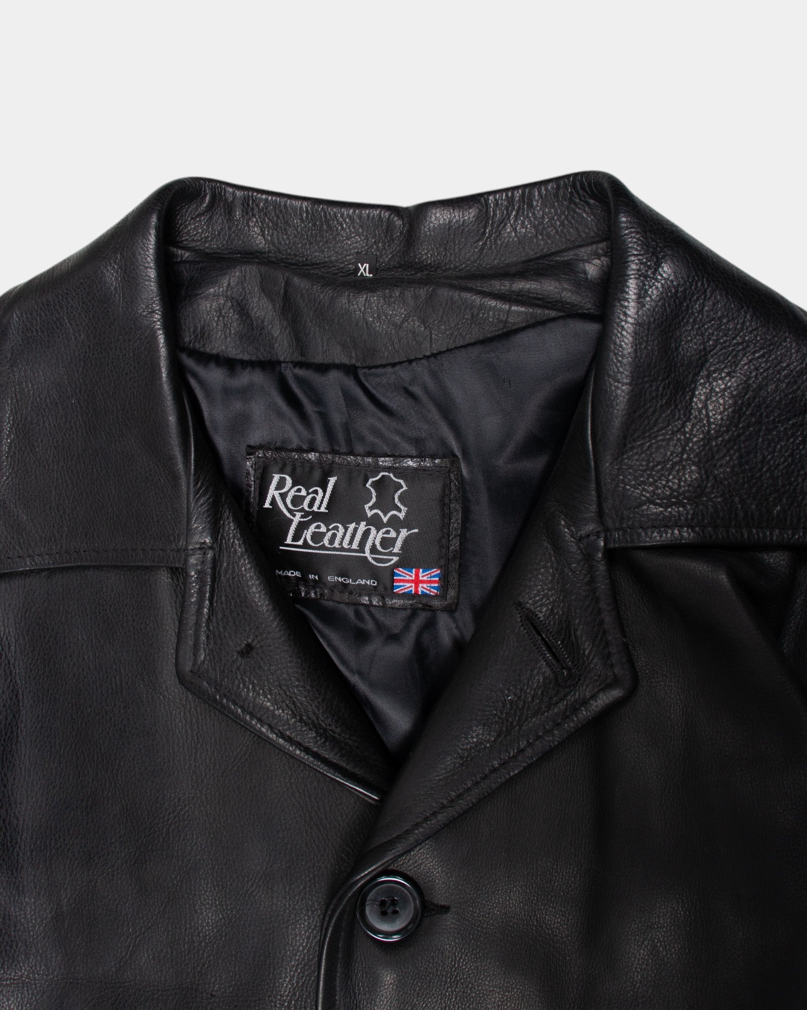Vintage Real Leather Black Jacket XL - The Thrift