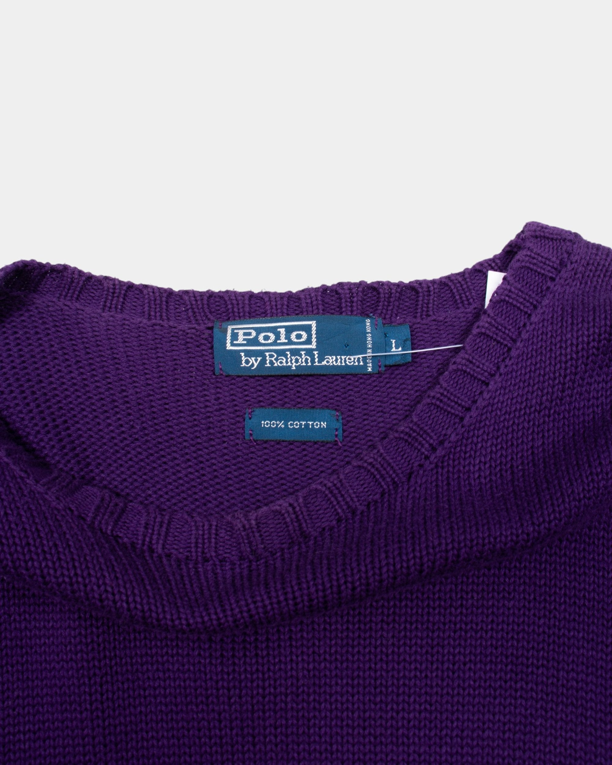 90s Polo Ralph Lauren Purple Cotton Jumper L - The Thrift
