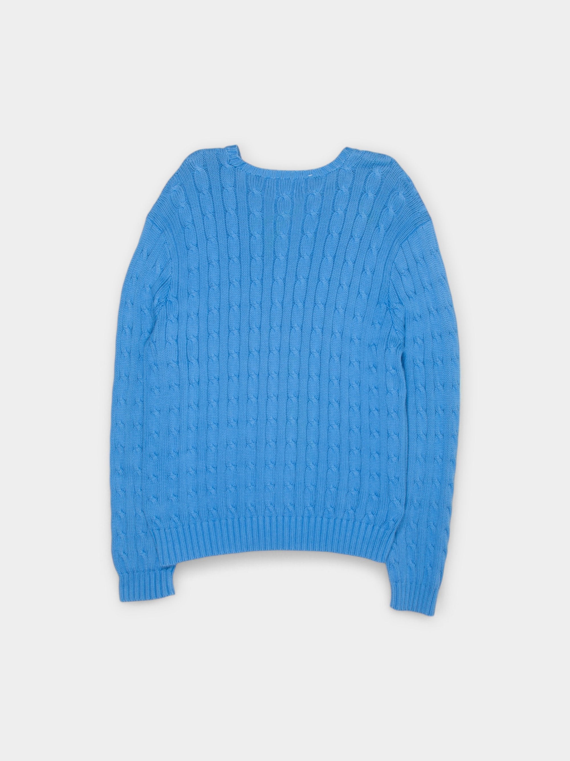 90s Ralph Lauren Sky Blue Cable Knit Sweater XL - The Thrift