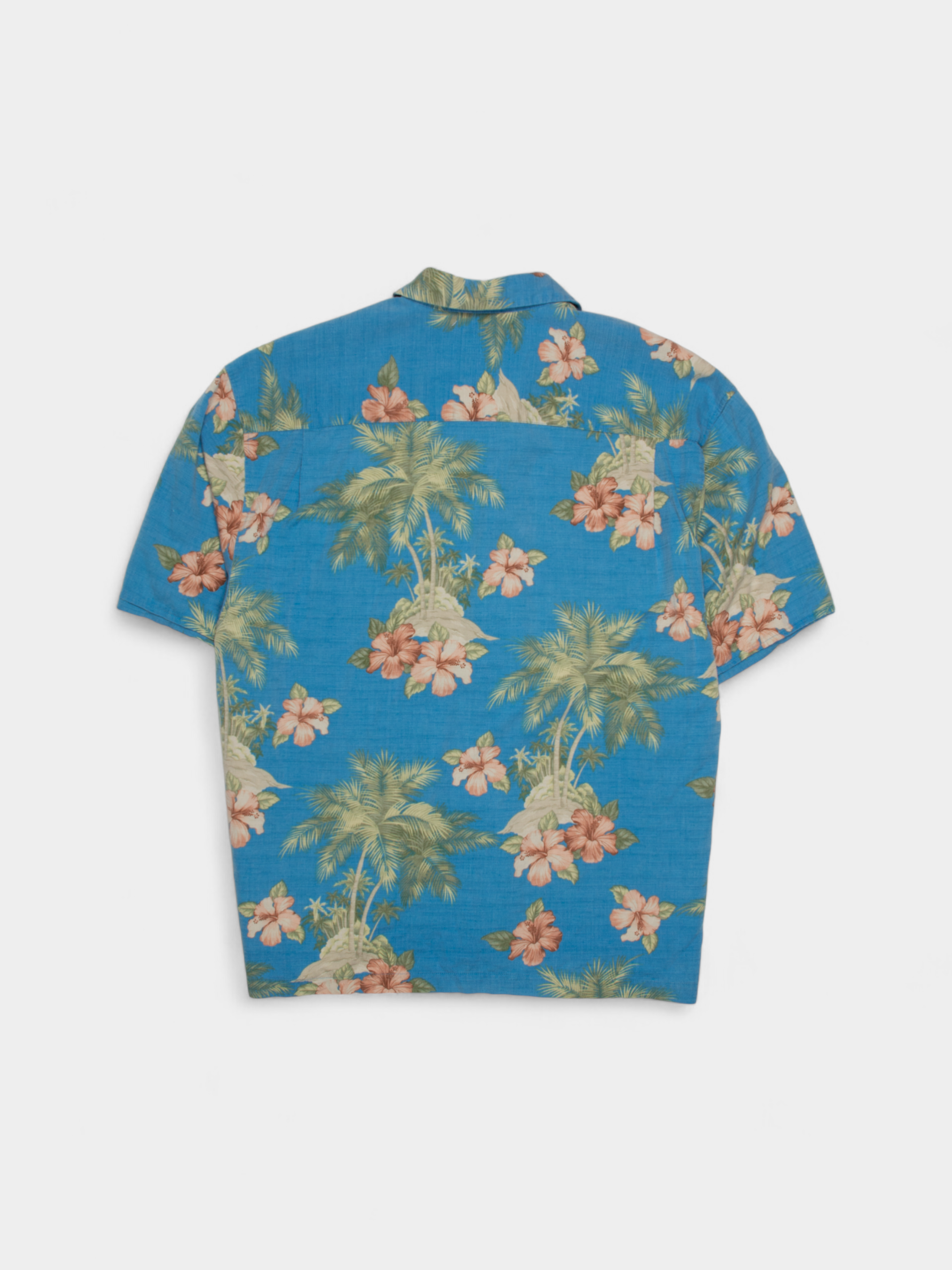 90s Sun Surf Blue Hawaiian Floral Shirt XL - The Thrift