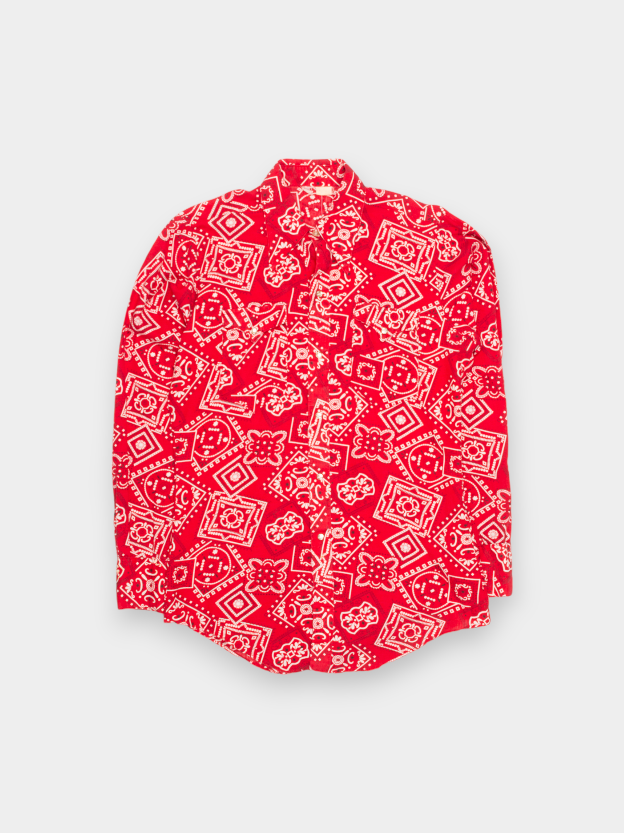00s Unbranded Red Patterned Western Shirt M - The Thrift