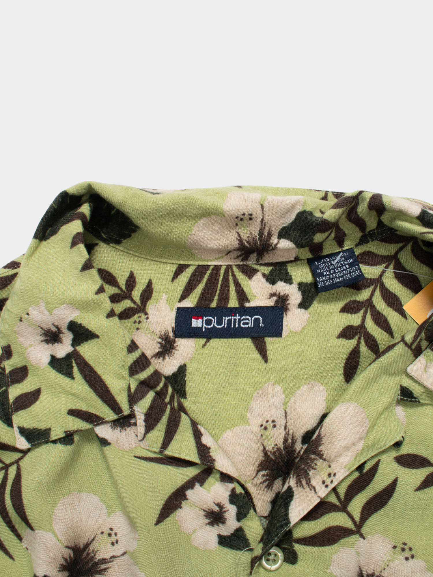 90s Puritan Green Floral Print Shirt L - The Thrift