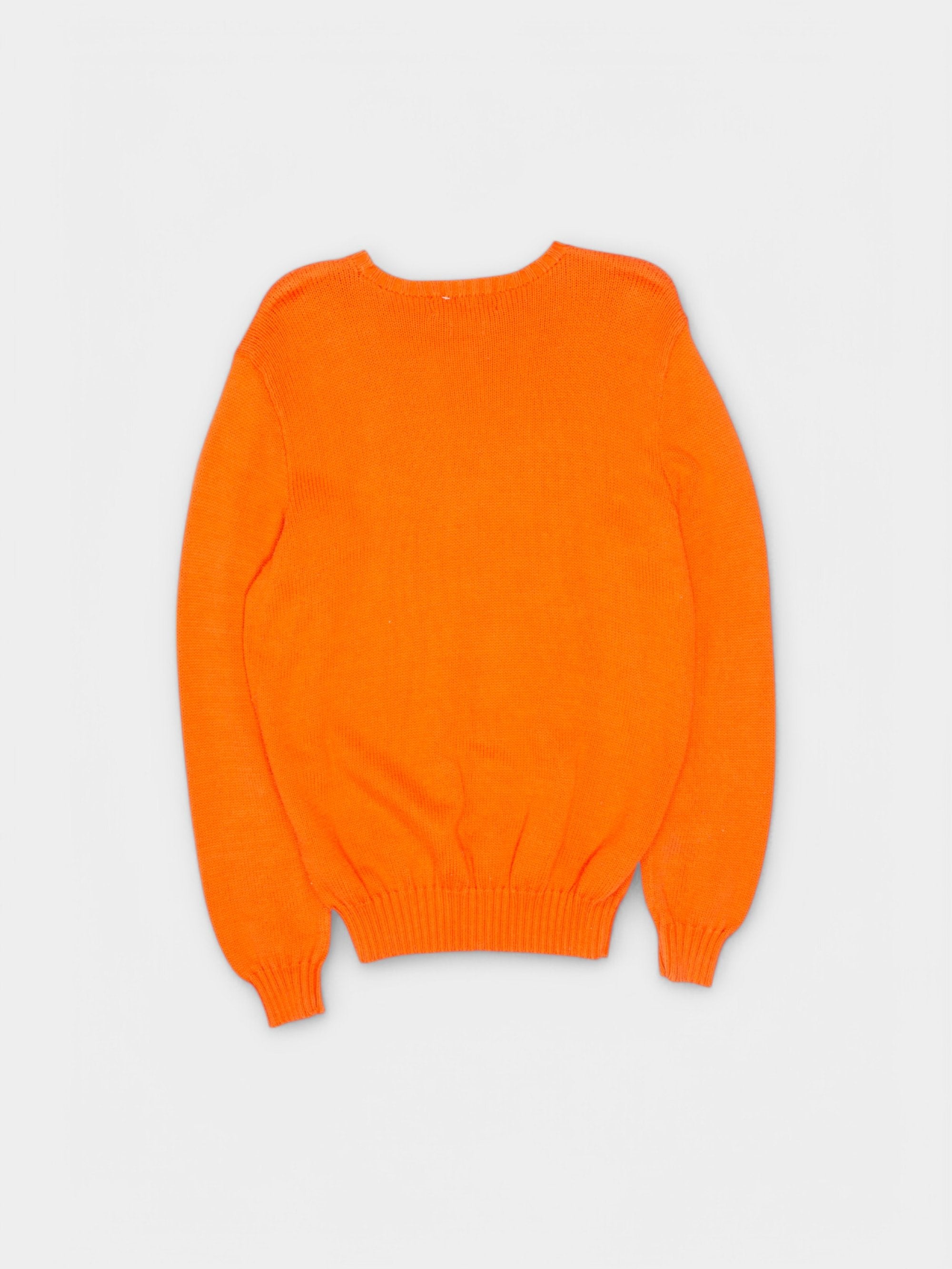 90s Polo Ralph Lauren Orange Knit Sweater M - The Thrift