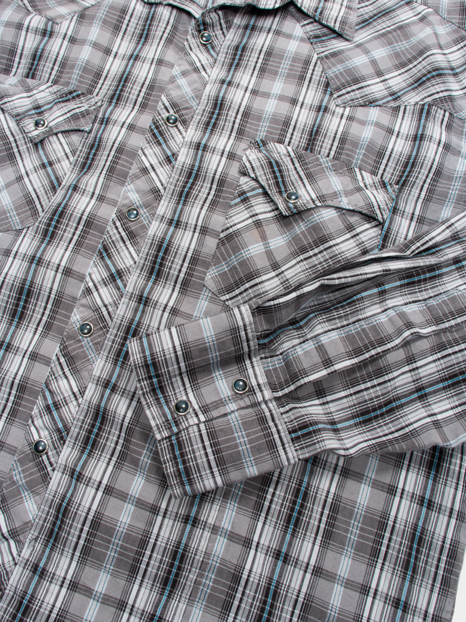 00s Wrangler Grey Plaid Western Shirt M - The Thrift