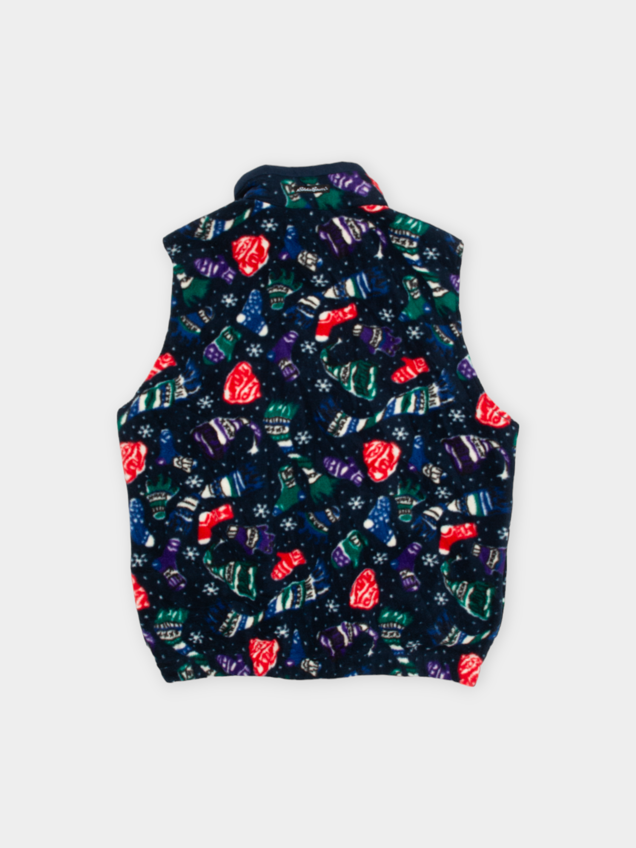 90s Eddie Bauer Blue Fleece Vest Mittens Motif L - The Thrift