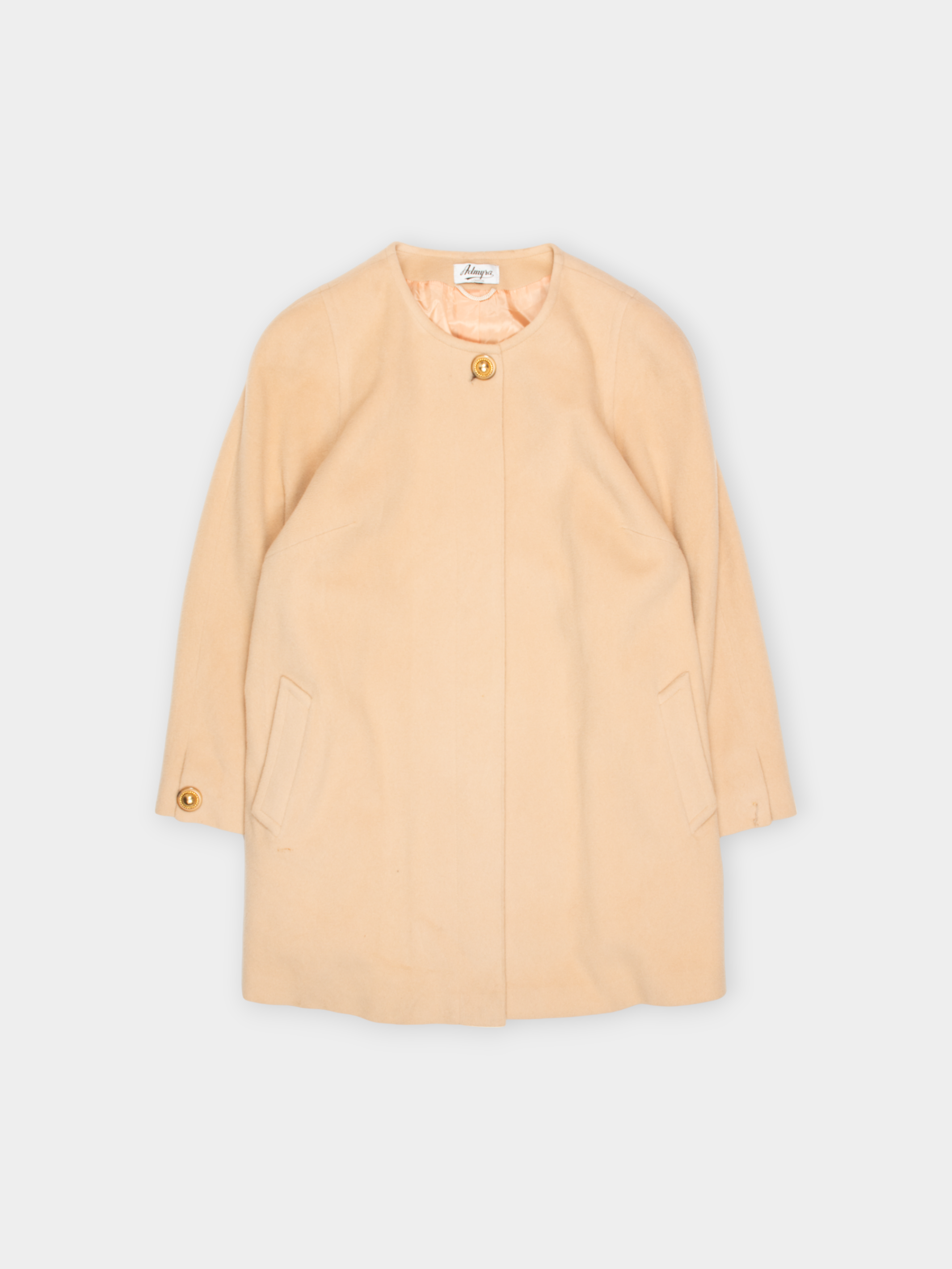 80s Admyra Beige Cashmere Wool Coat XL - The Thrift