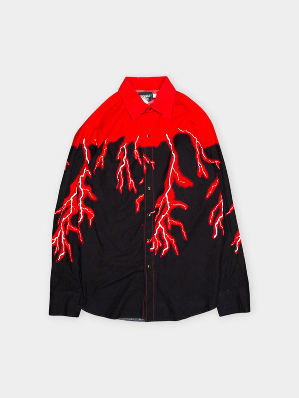 90s Brooks & Dunn Red Lightning Shirt L