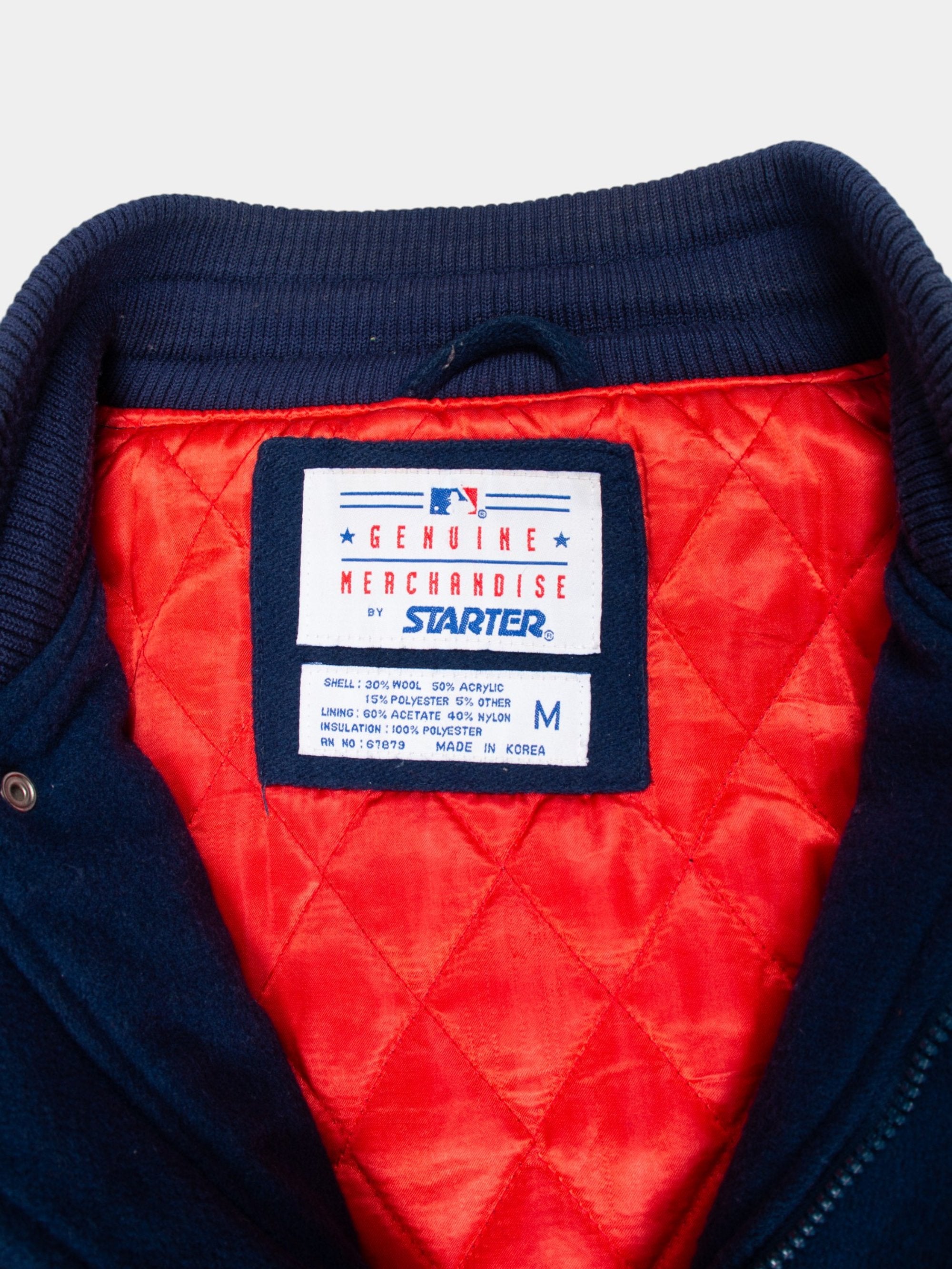 90s Red Sox Navy Wool Starter Varsity Jacket L - The Thrift