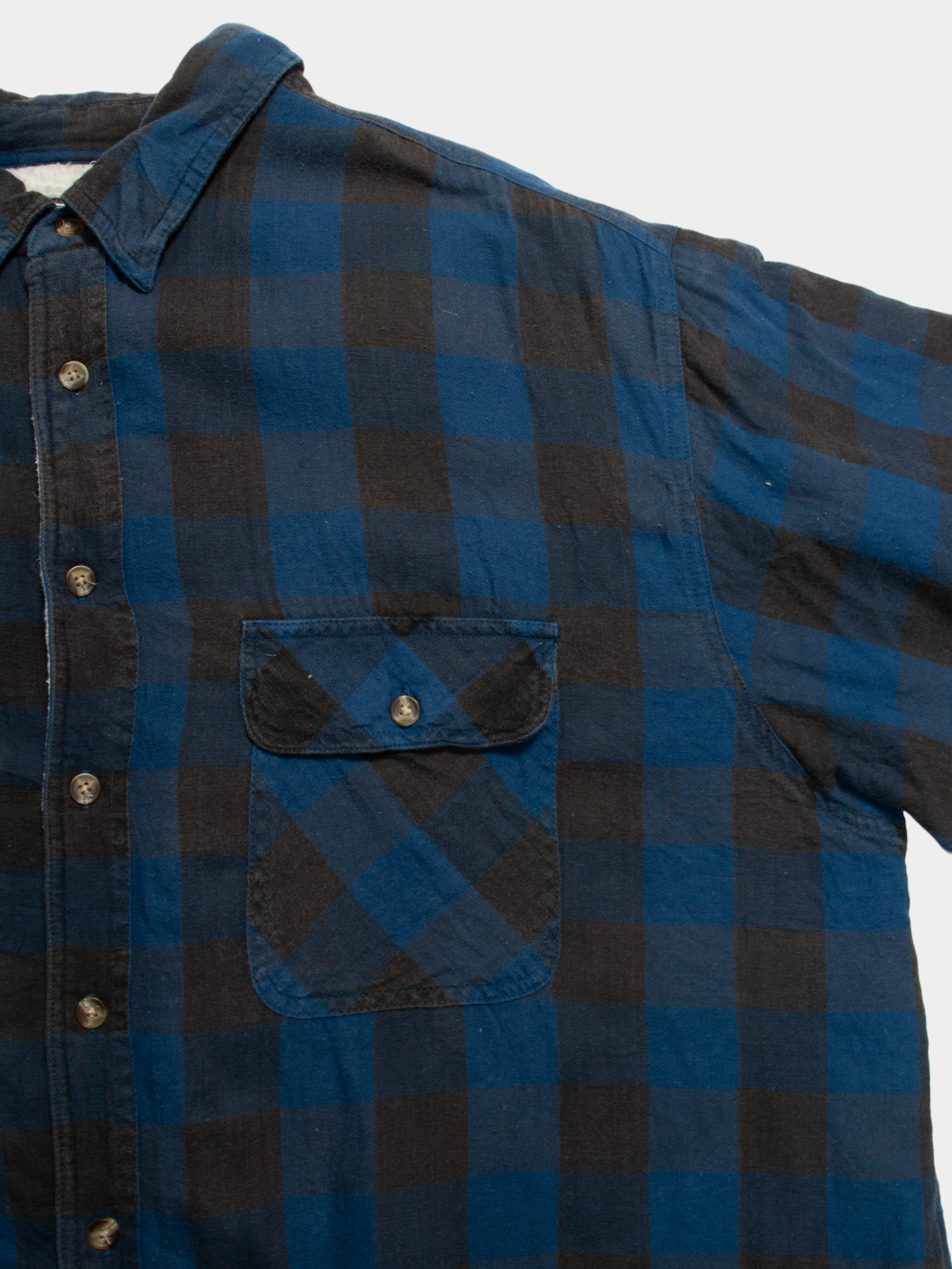 90s David Taylor Blue Black Flannel Shirt Lined XXL - The Thrift
