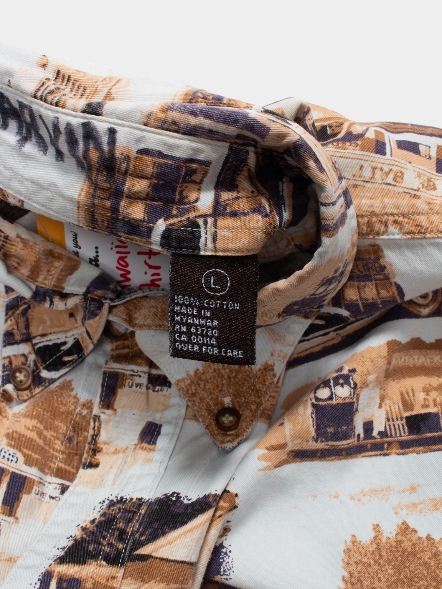 Vintage North River Multicoloured Car Print Button-Up Shirt L - The Thrift