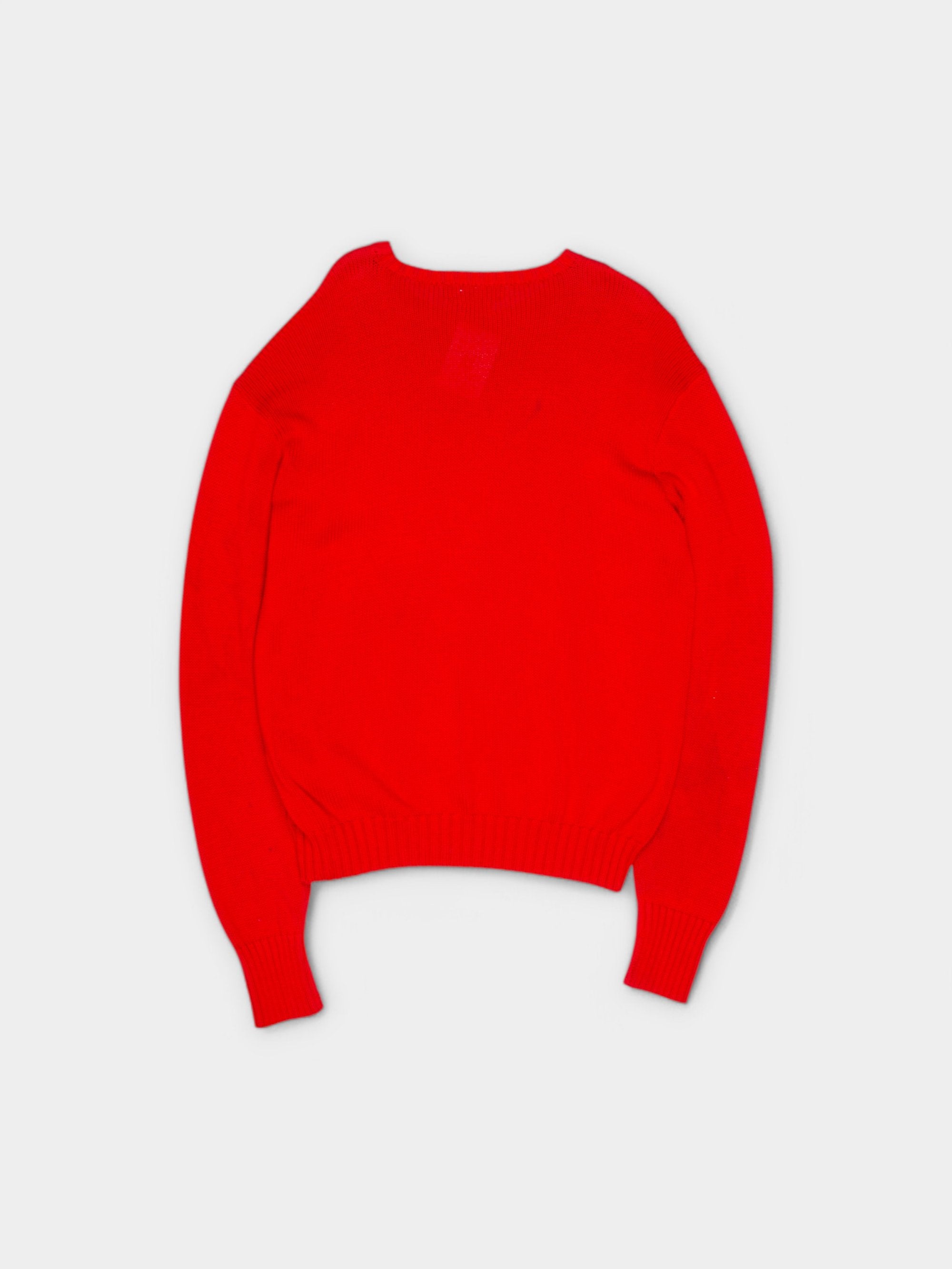 90s Polo by Ralph Lauren Red Cotton Sweater XL - The Thrift