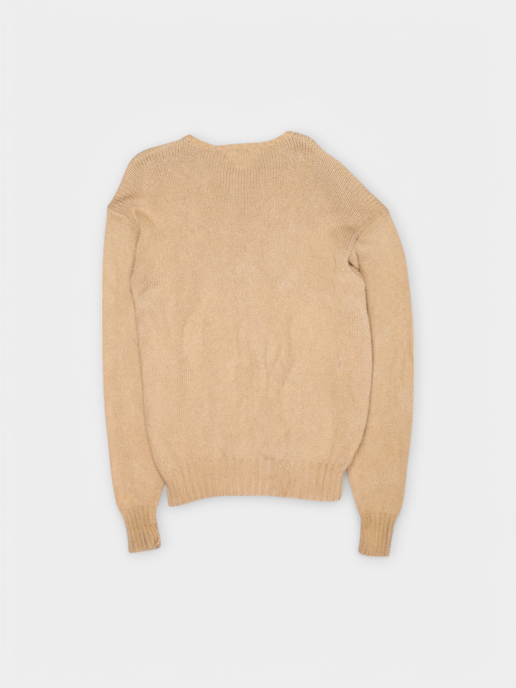 90s Polo by Ralph Lauren Cream Cotton Jumper XL - The Thrift