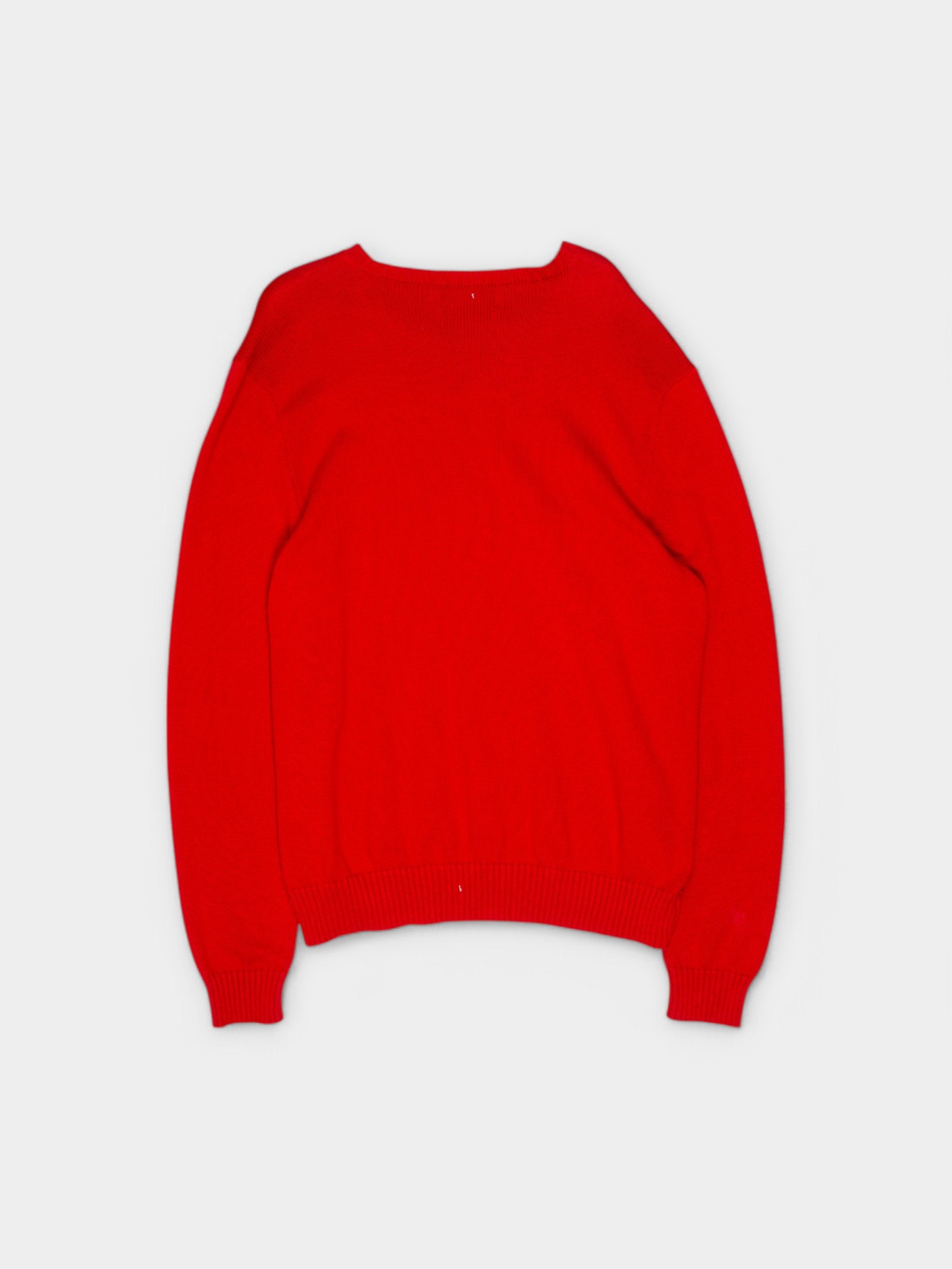 90s Polo by Ralph Lauren Red Cotton Sweater XXL - The Thrift