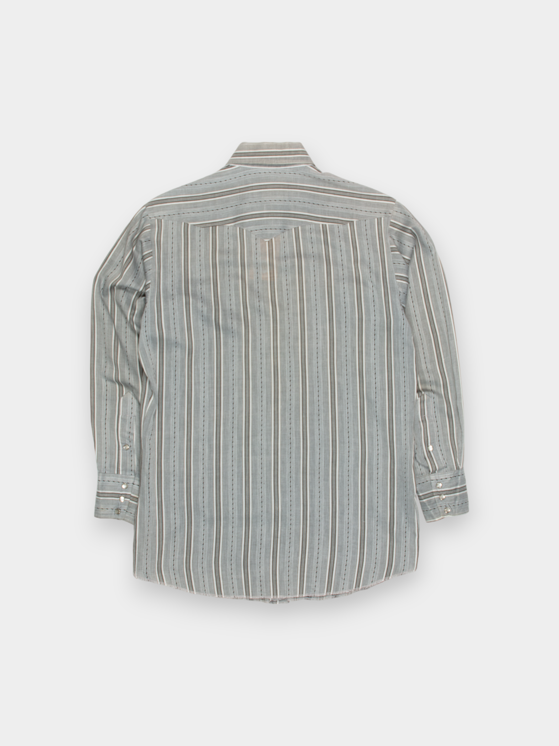 Vintage Panhandle Slim Grey Striped Western Shirt M - The Thrift