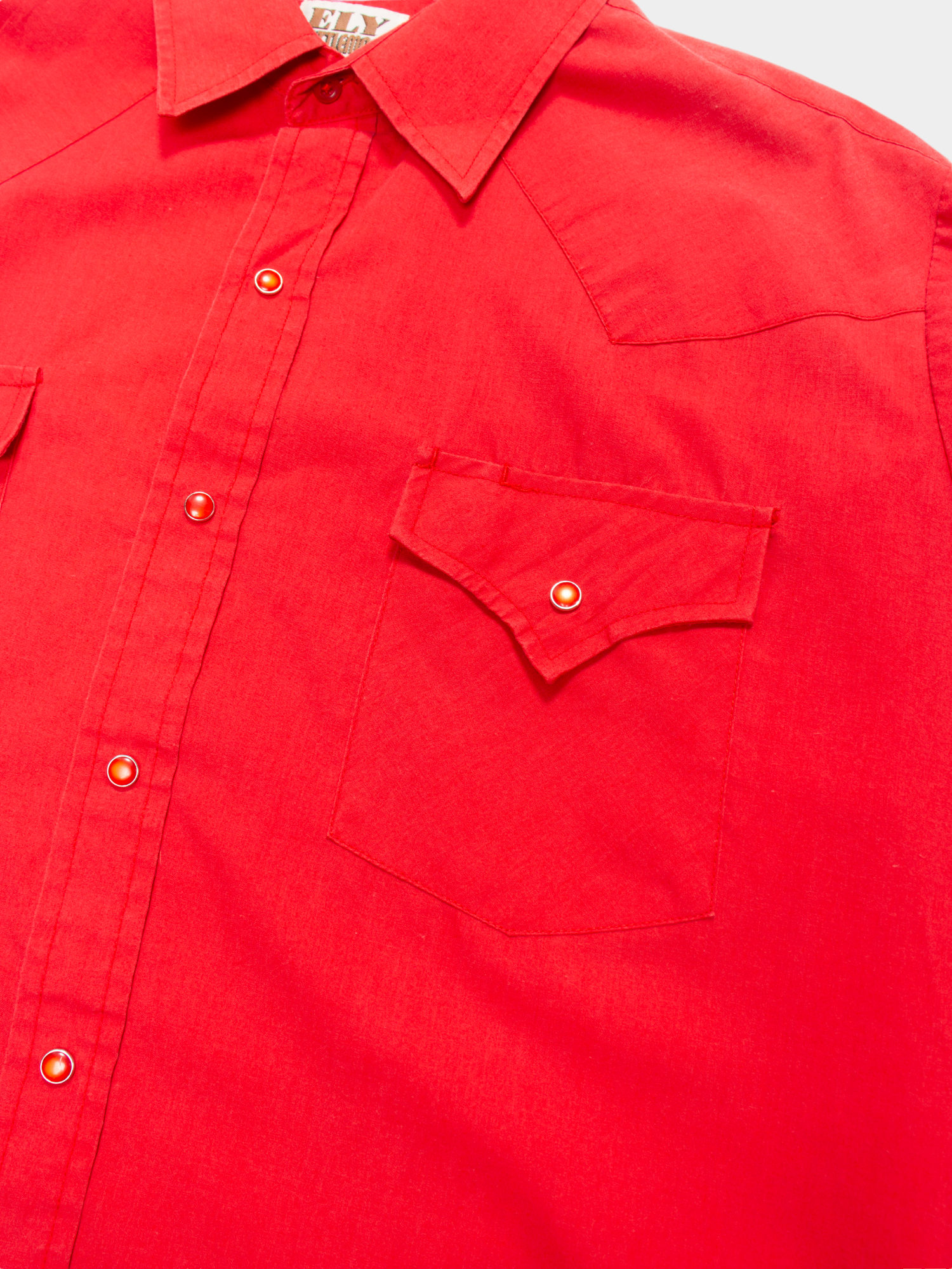 90s Ely Cattleman Red Cotton Western Shirt L - The Thrift