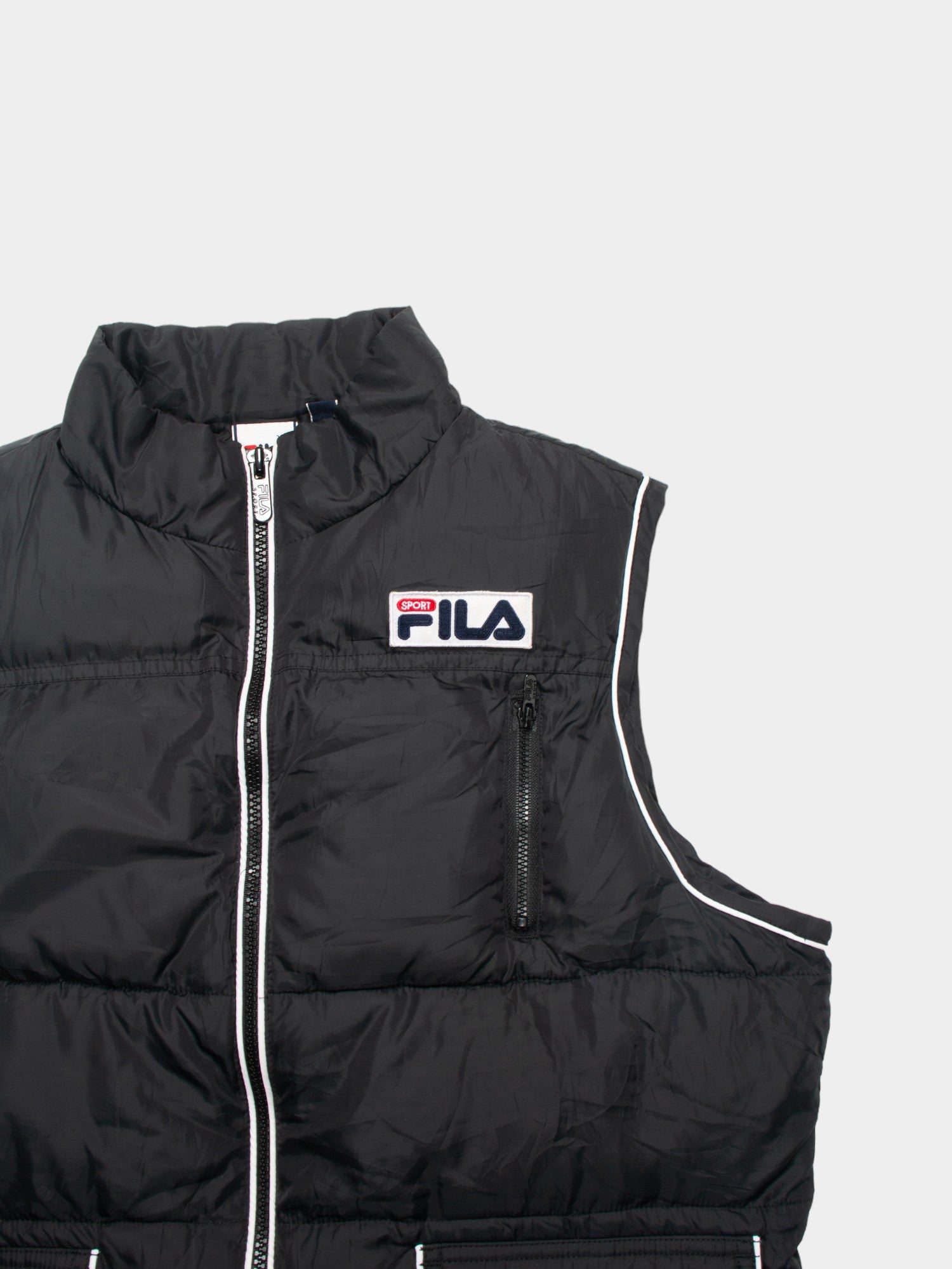 00s Fila Sport Black Puffer Vest L - The Thrift