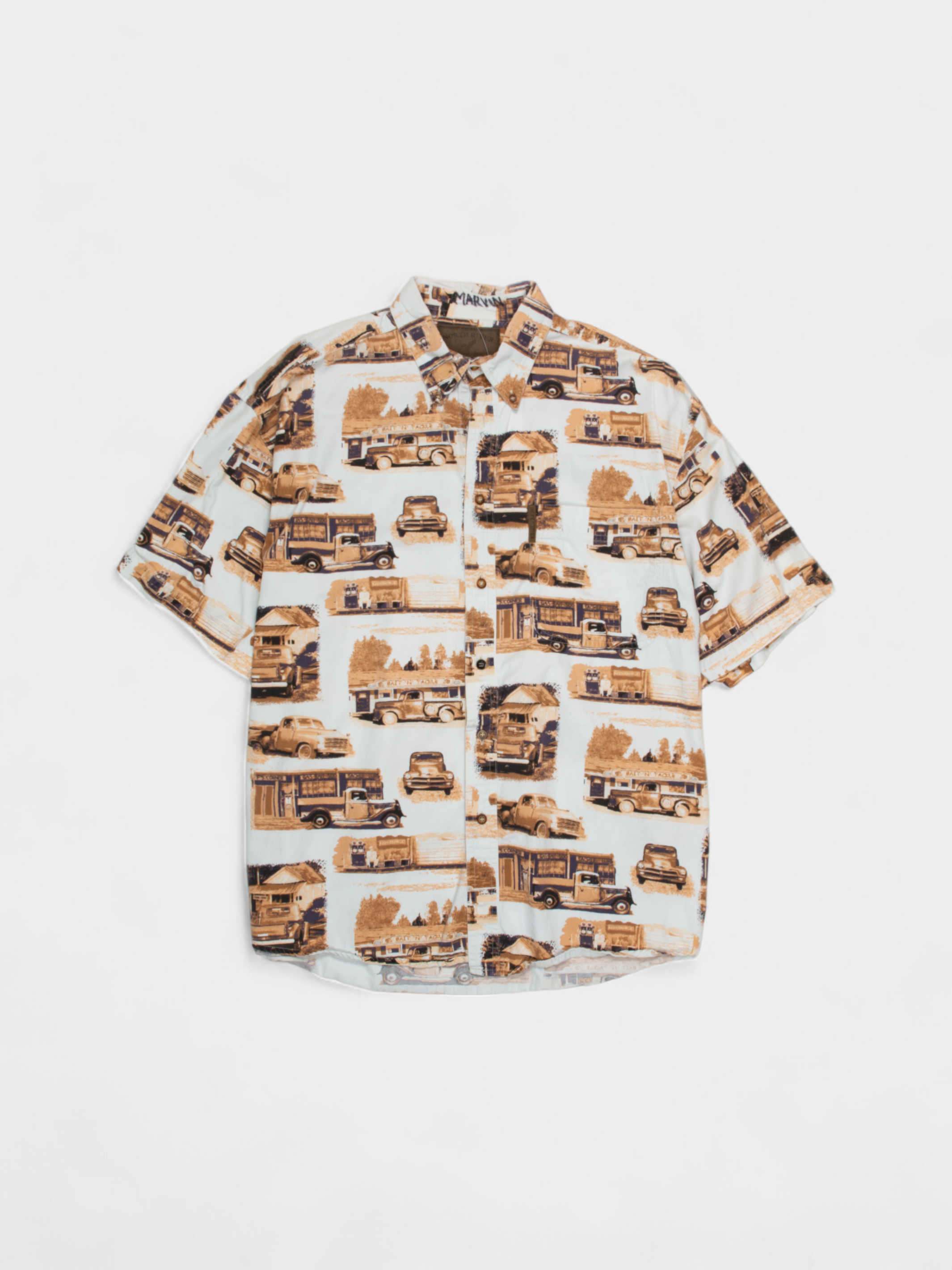 Vintage North River Multicoloured Car Print Button-Up Shirt L - The Thrift