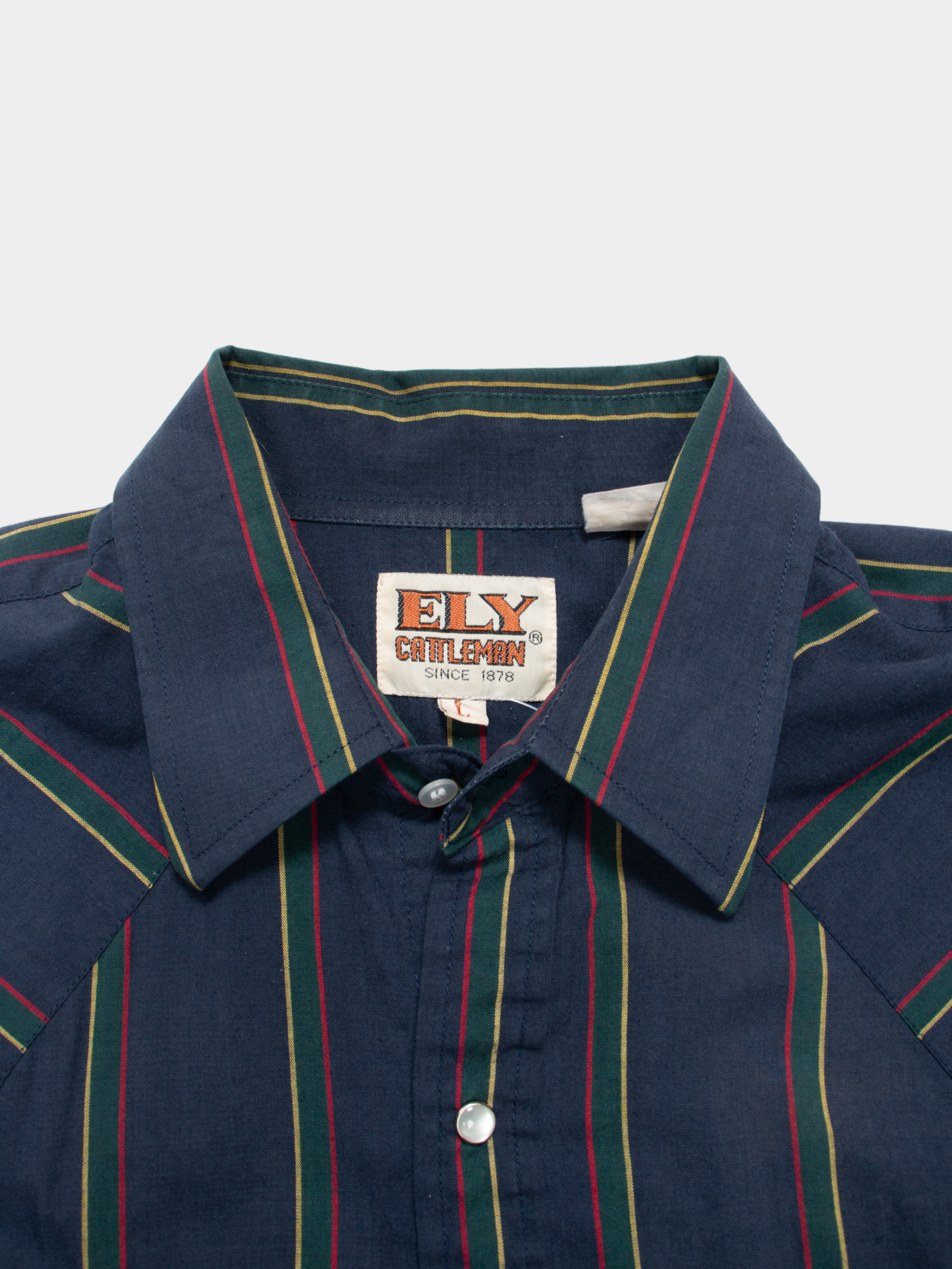 90s Ely Cattleman Navy Striped Western Shirt L - The Thrift