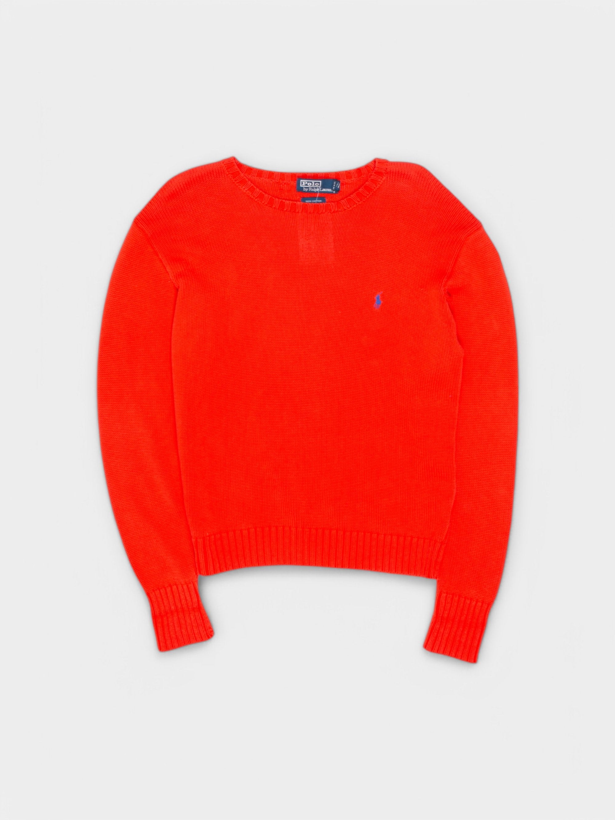 90s Polo Ralph Lauren Orange Cotton Knit S - The Thrift