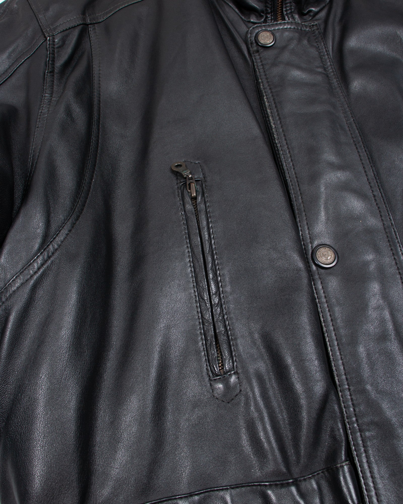 90s Exclusive Leather Black Jacket XL - The Thrift