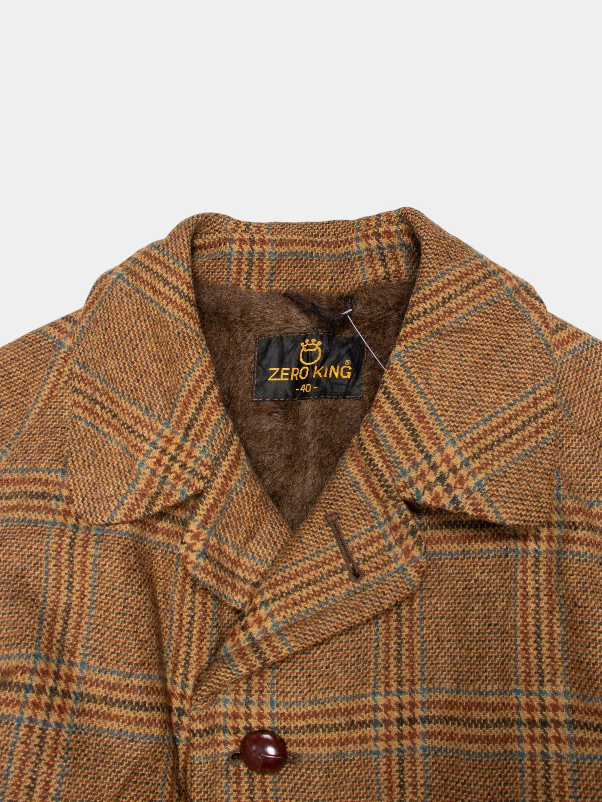 70s Zero King Brown Plaid Overcoat L - The Thrift