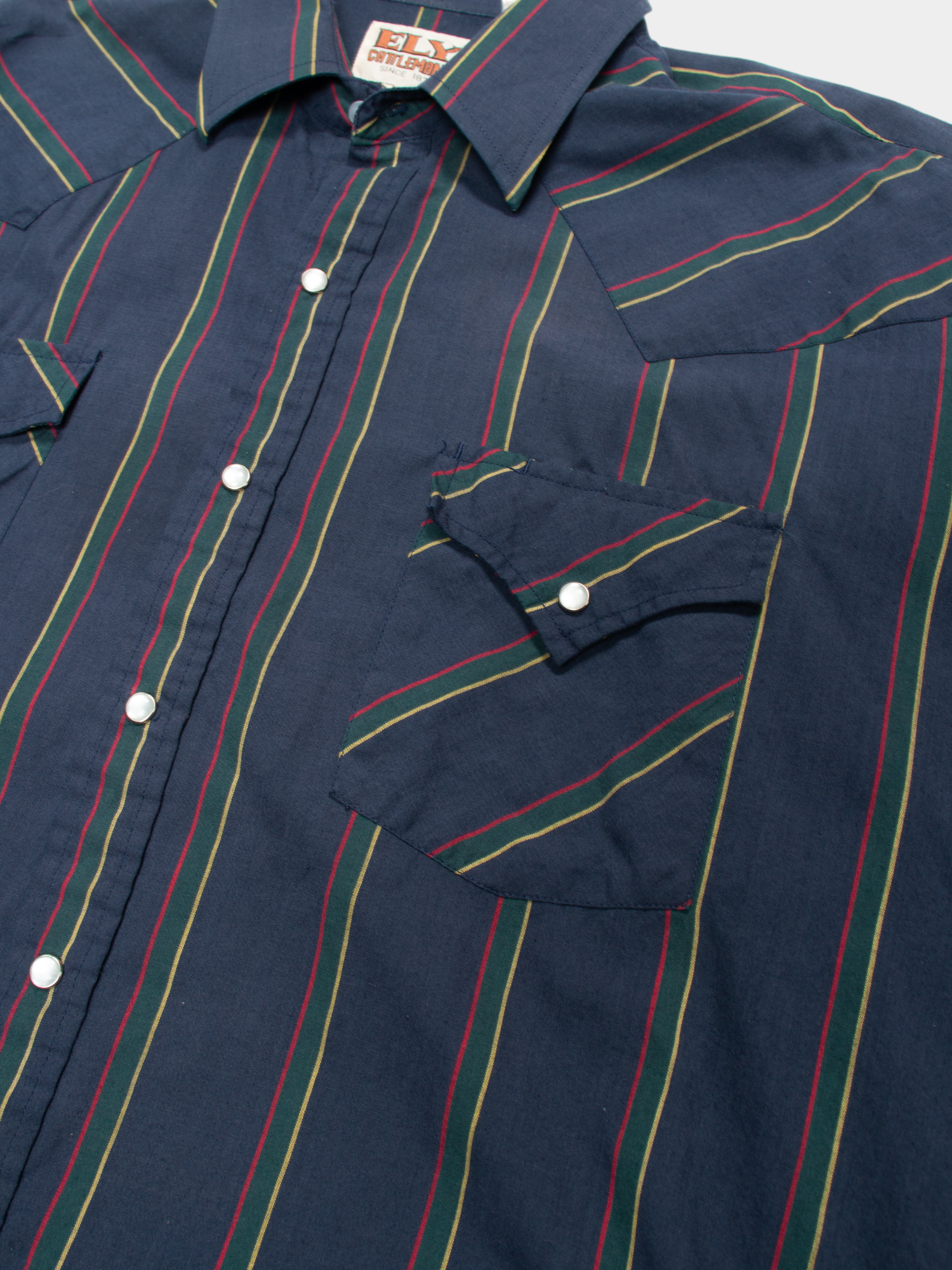 90s Ely Cattleman Navy Striped Western Shirt L - The Thrift