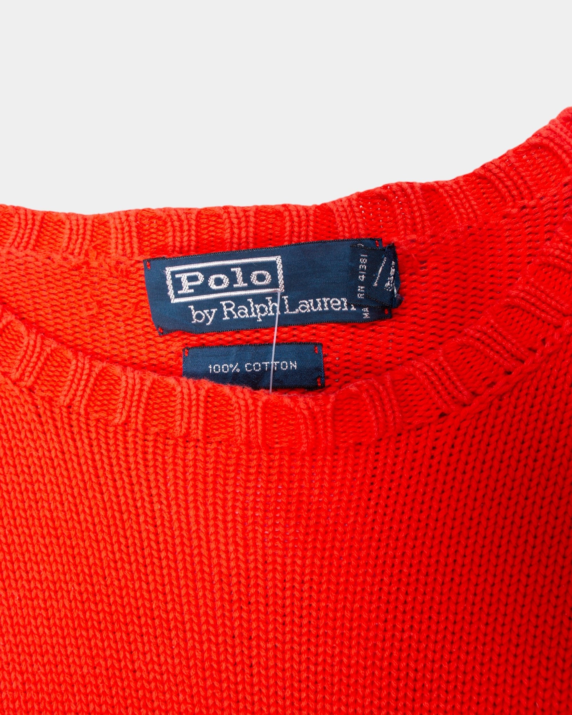 90s Polo Ralph Lauren Orange Cotton Knit S - The Thrift