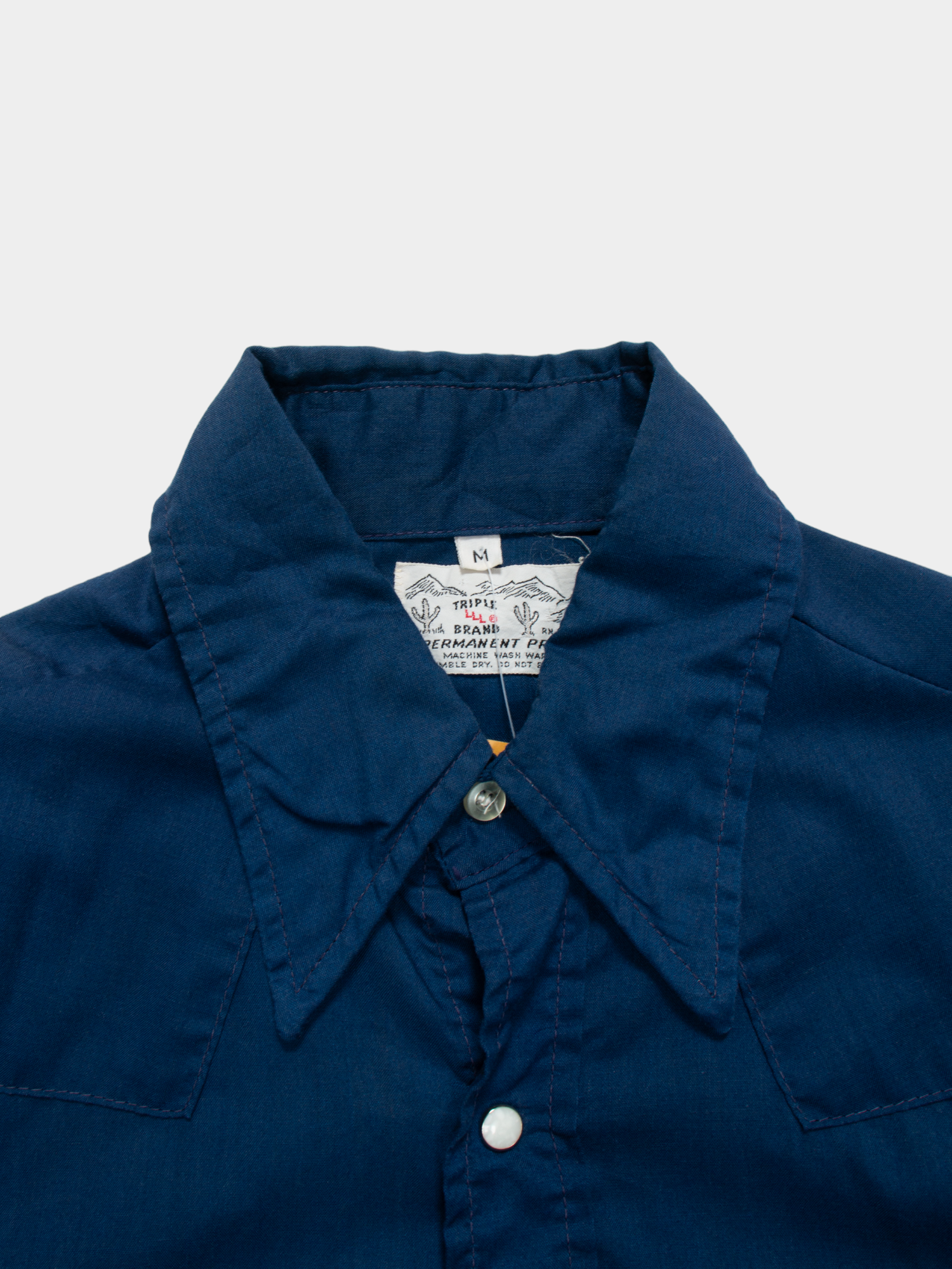 90s Triple R Brand Navy Western Shirt M - The Thrift
