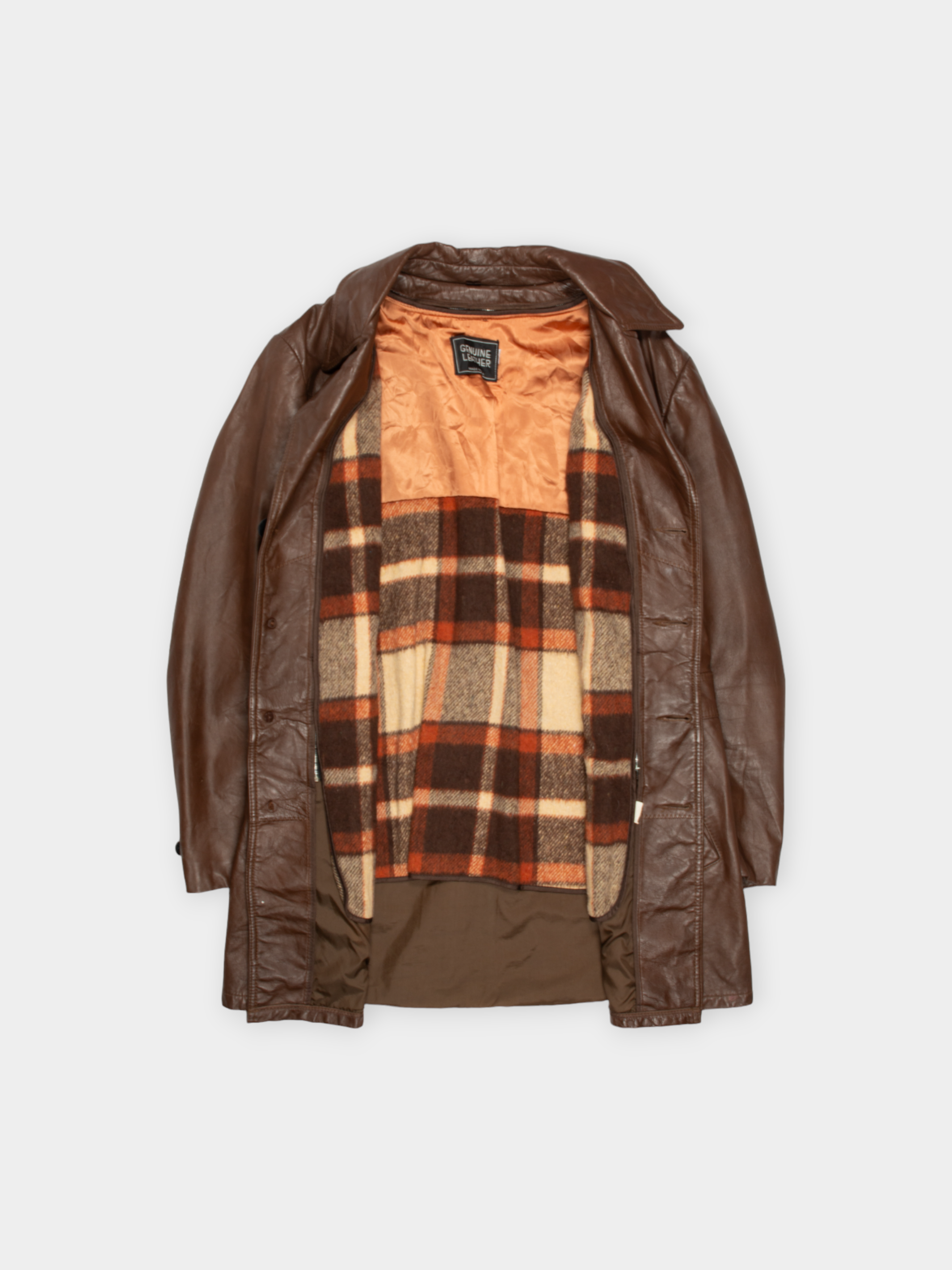 70s Genuine Leather Brown Jacket XXL - The Thrift