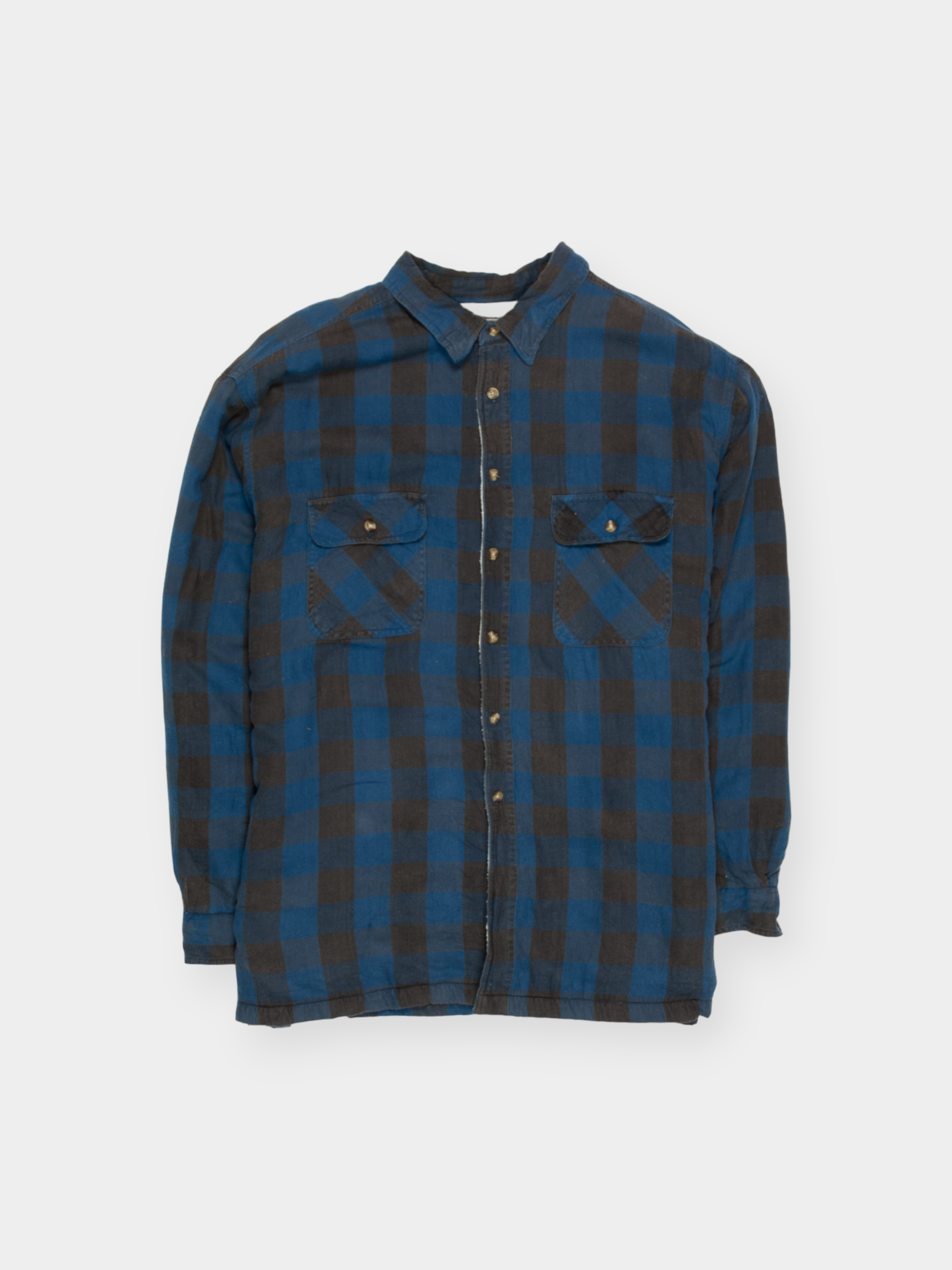 90s David Taylor Blue Black Flannel Shirt Lined XXL - The Thrift