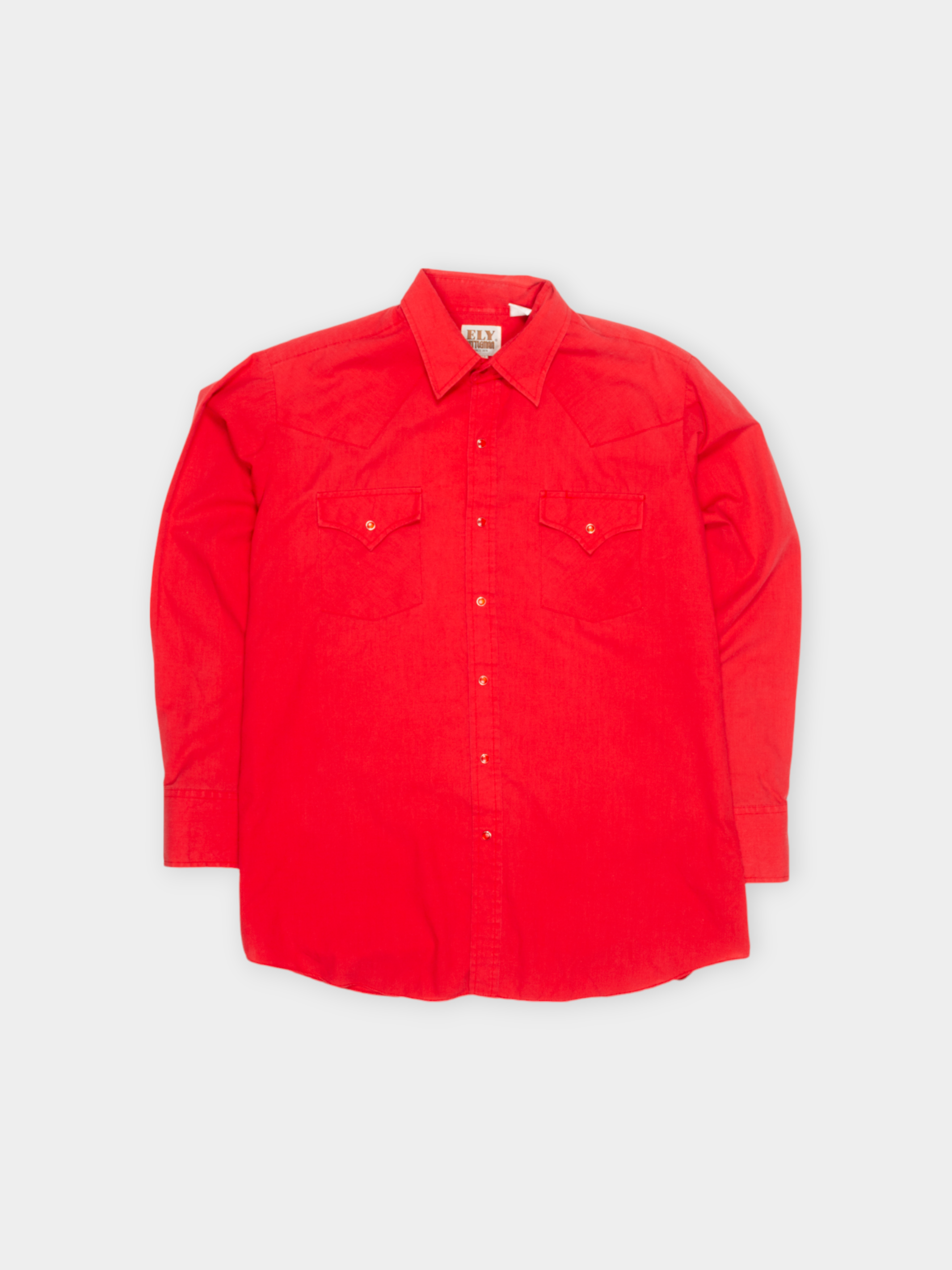 90s Ely Cattleman Red Cotton Western Shirt L - The Thrift