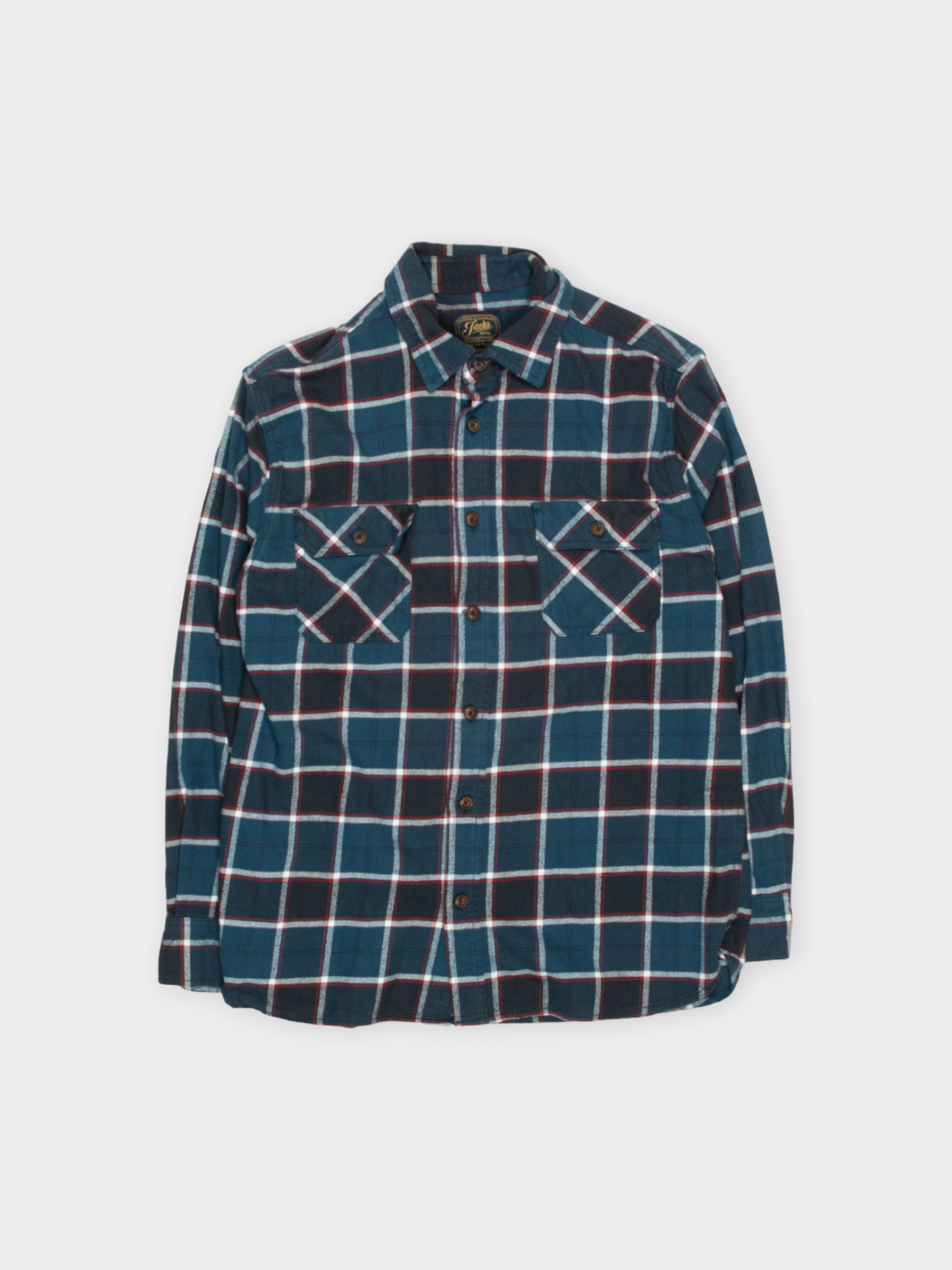 Jachs Navy Checked Heritage Flannel Shirt M - The Thrift
