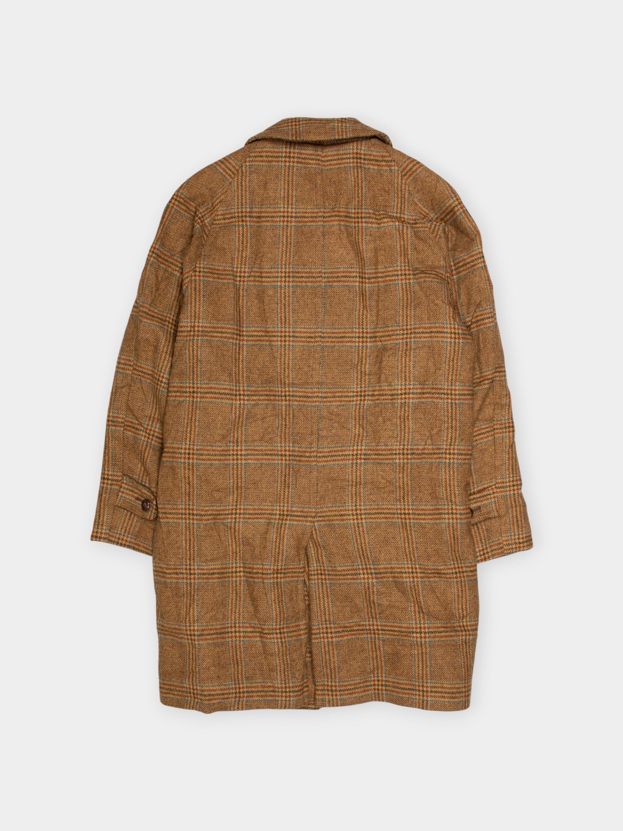 70s Zero King Brown Plaid Overcoat L - The Thrift