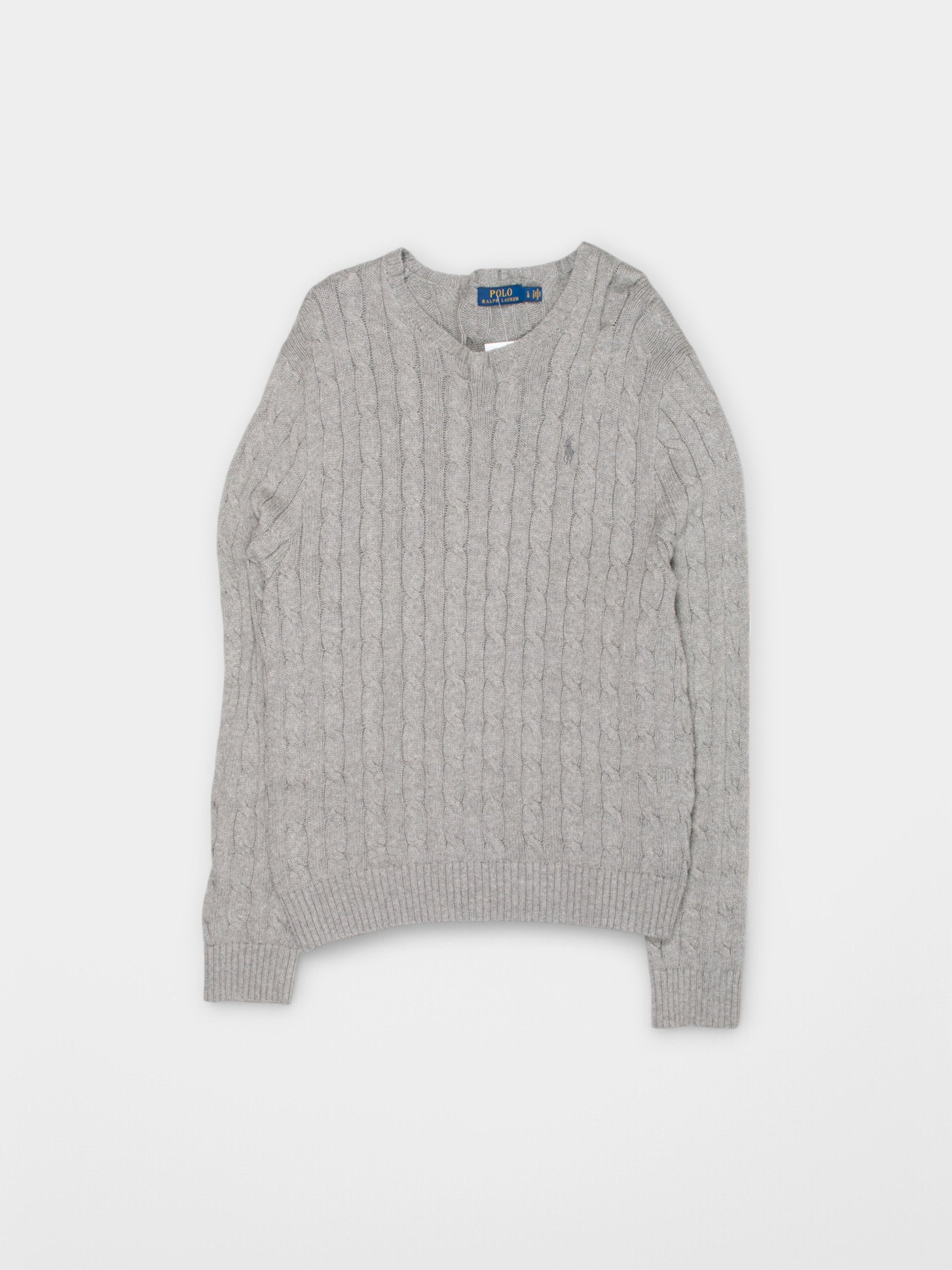 Modern Polo Ralph Lauren Grey Knit Sweater L - The Thrift