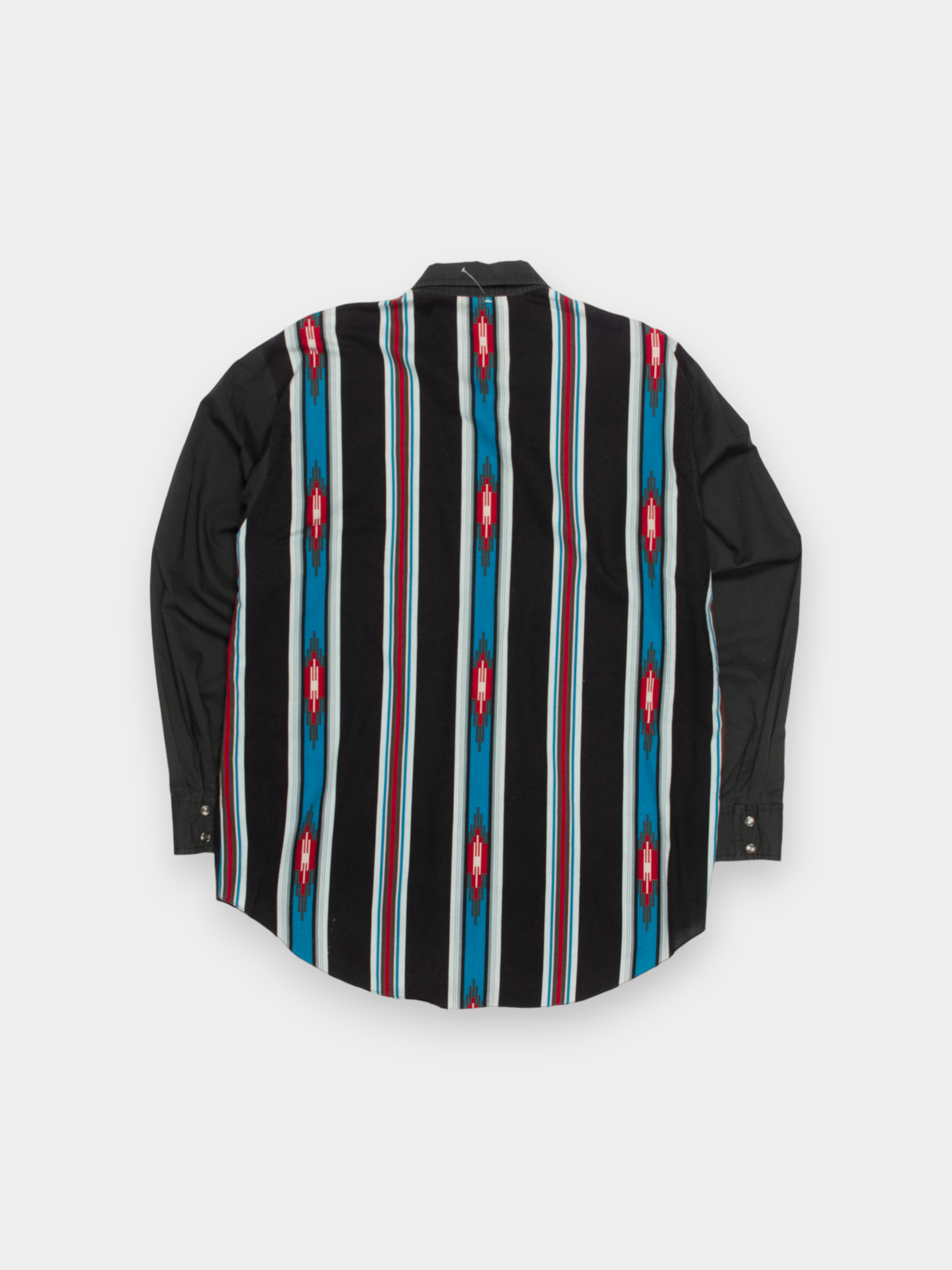 90s Western Black Multicolour Stripe Patterned Shirt L - The Thrift