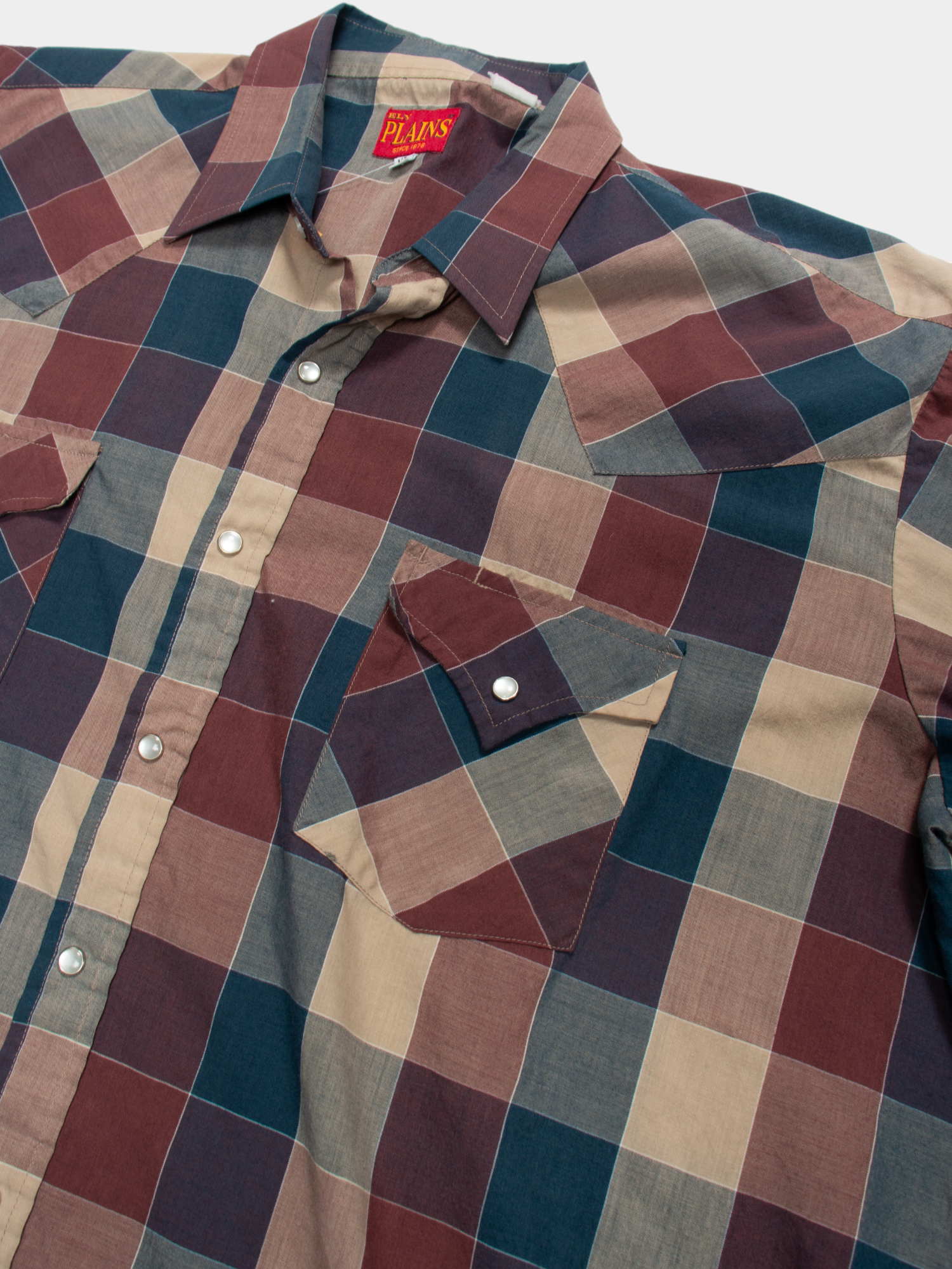 90s Billy Plains Burgundy Blue Checked Western Shirt XL - The Thrift