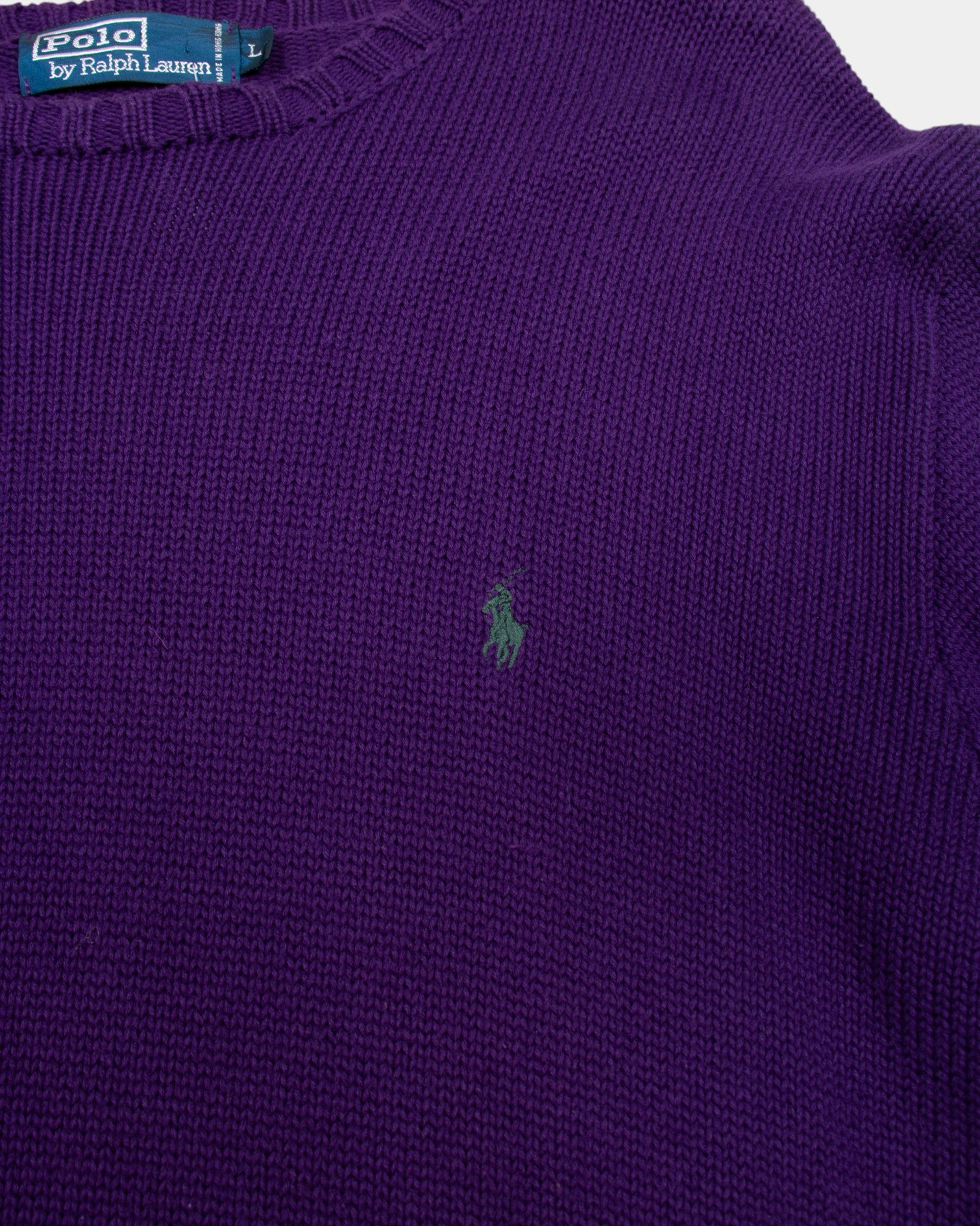 90s Polo Ralph Lauren Purple Cotton Jumper L - The Thrift