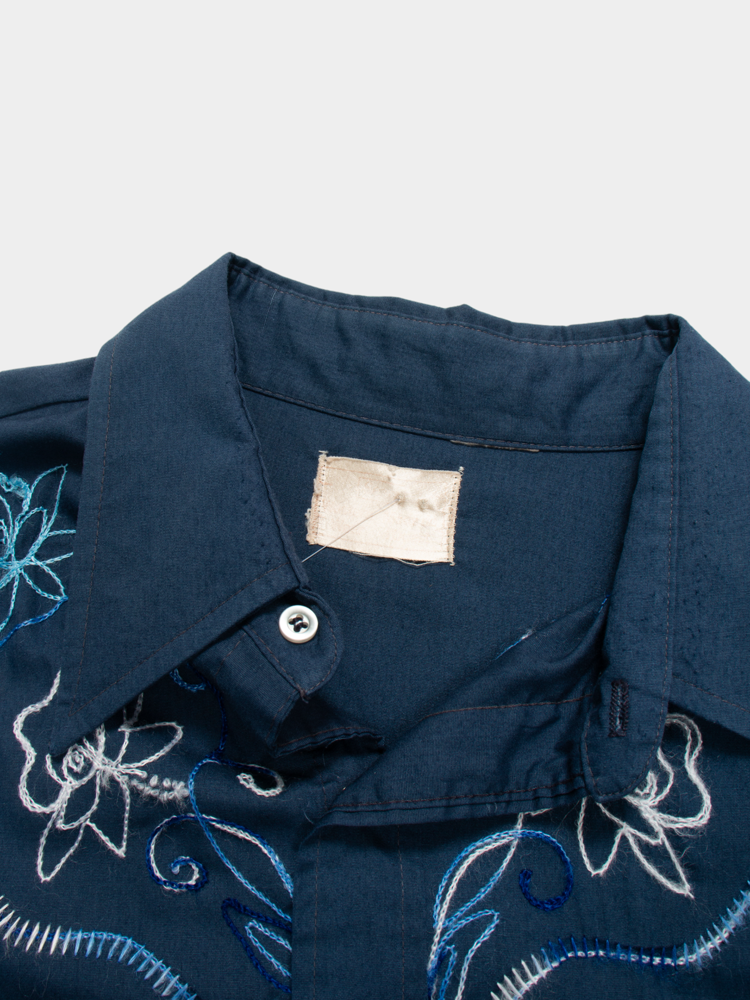 00s Unbranded Blue Floral Patterned Western Shirt M - The Thrift
