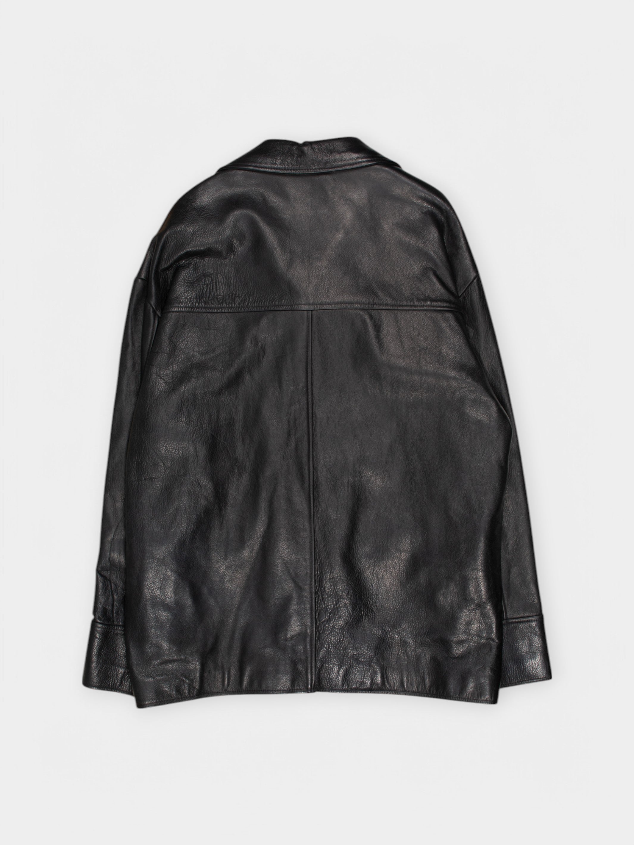 Vintage Real Leather Black Jacket XL - The Thrift