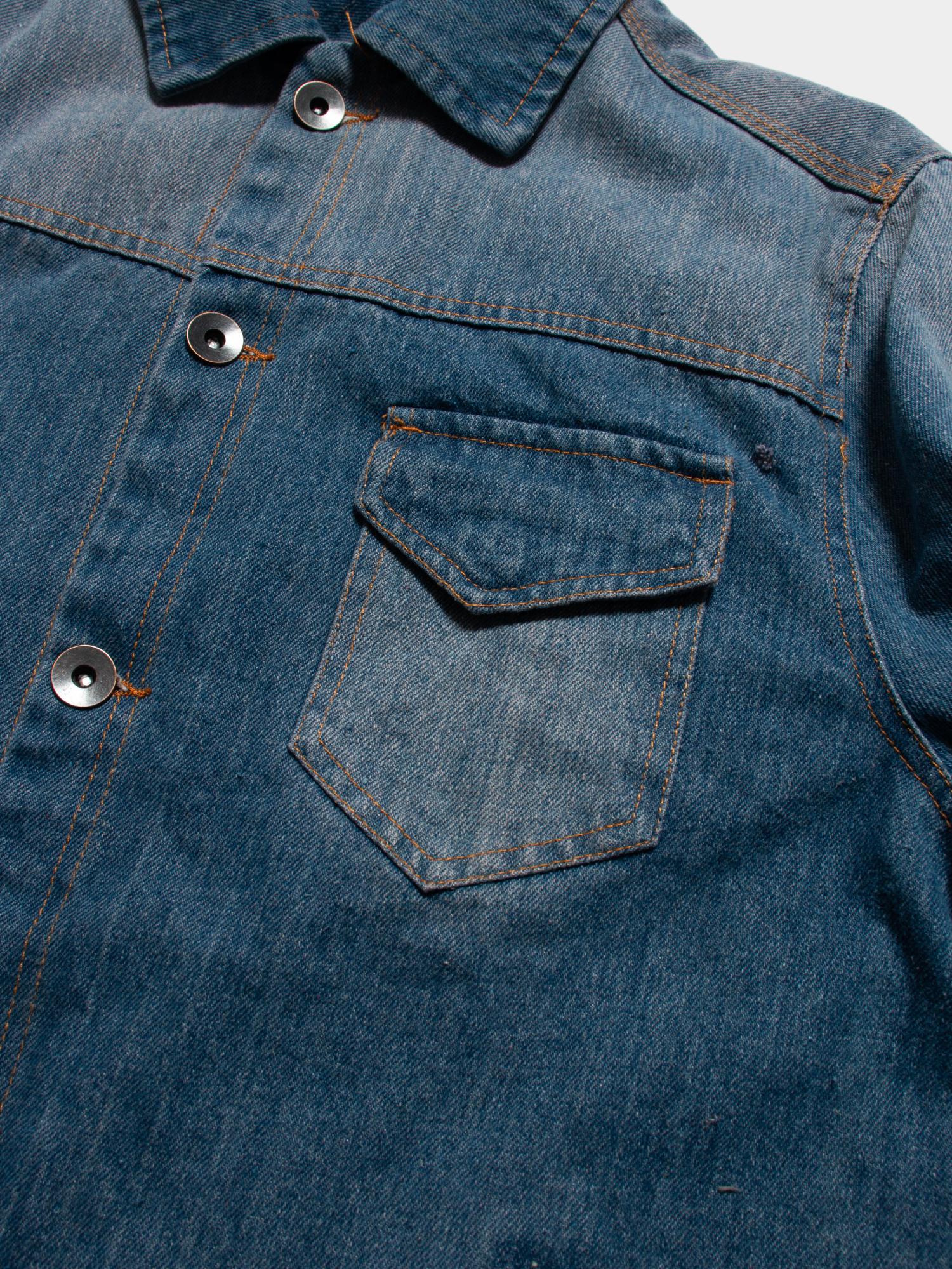 90s Blue Lined Distressed Vintage Denim Jacket M - The Thrift