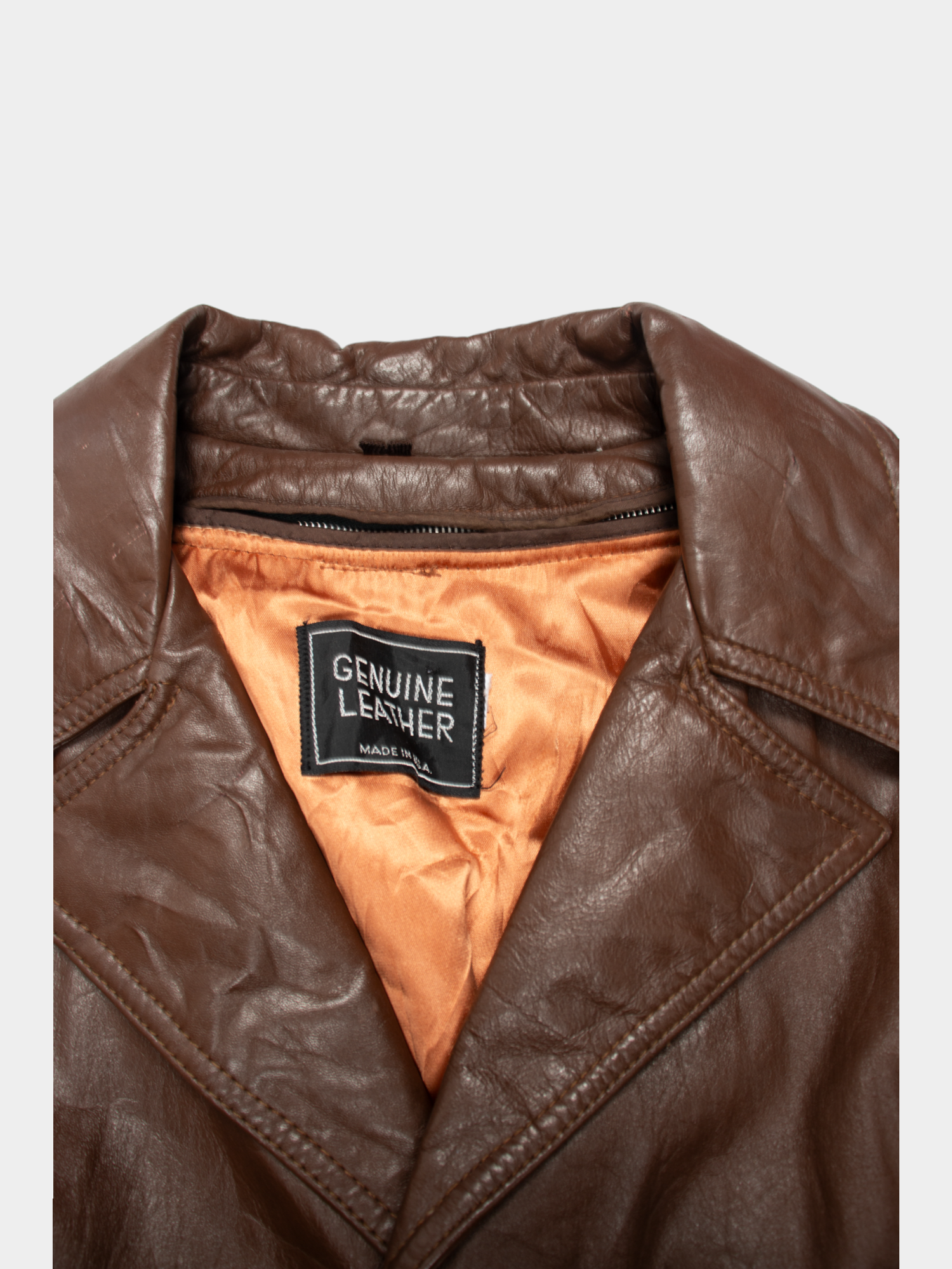 70s Genuine Leather Brown Jacket XXL - The Thrift
