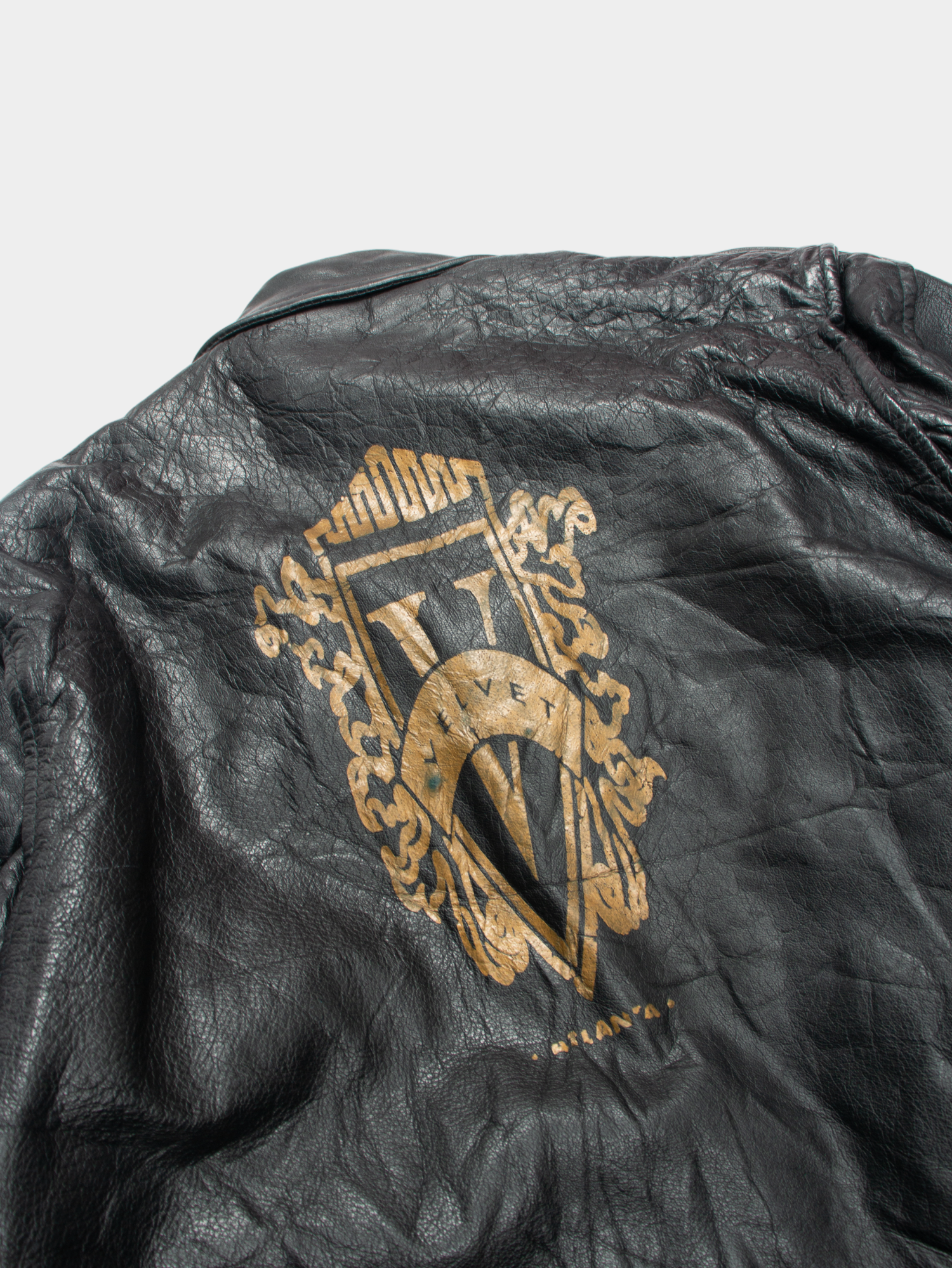 80s Famous Black Leather Motorcycle Jacket with Belt L - The Thrift