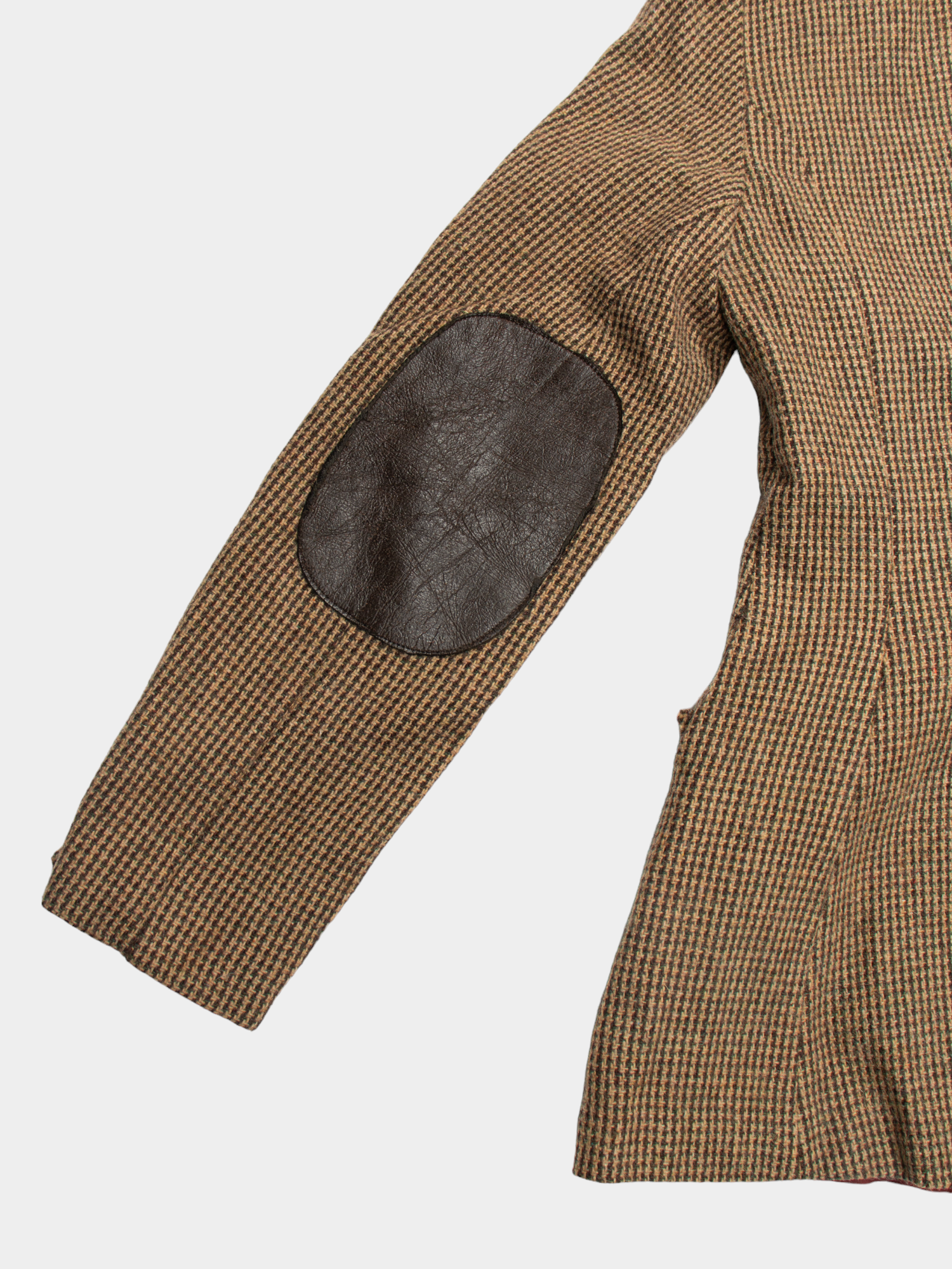 90s Vintage Brown Check Wool Blazer with Elbow Patches S - The Thrift