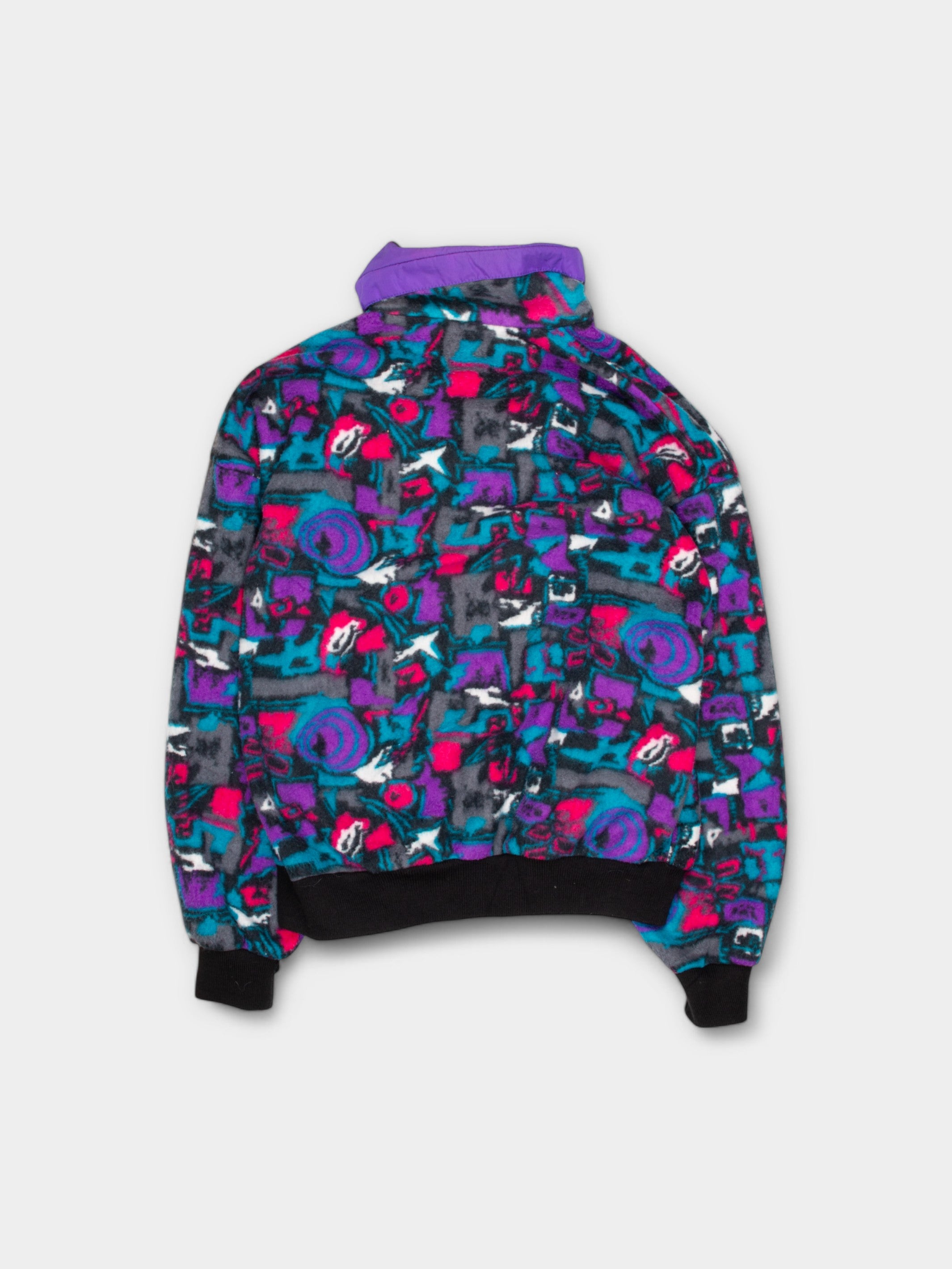 80s Vintage Abstract Fleece Jacket L - The Thrift