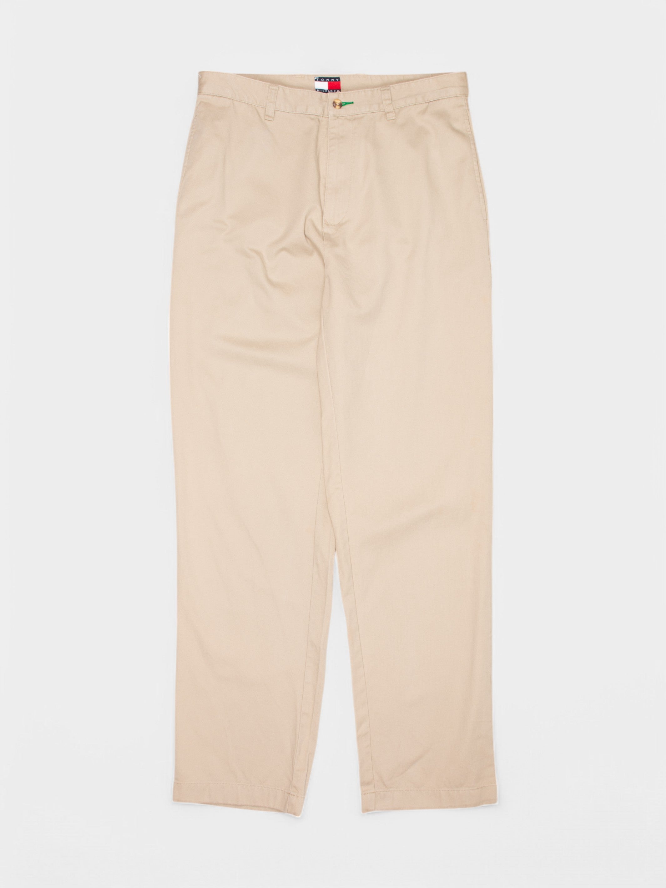 90s Tommy Hilfiger Beige Cotton Chinos - The Thrift