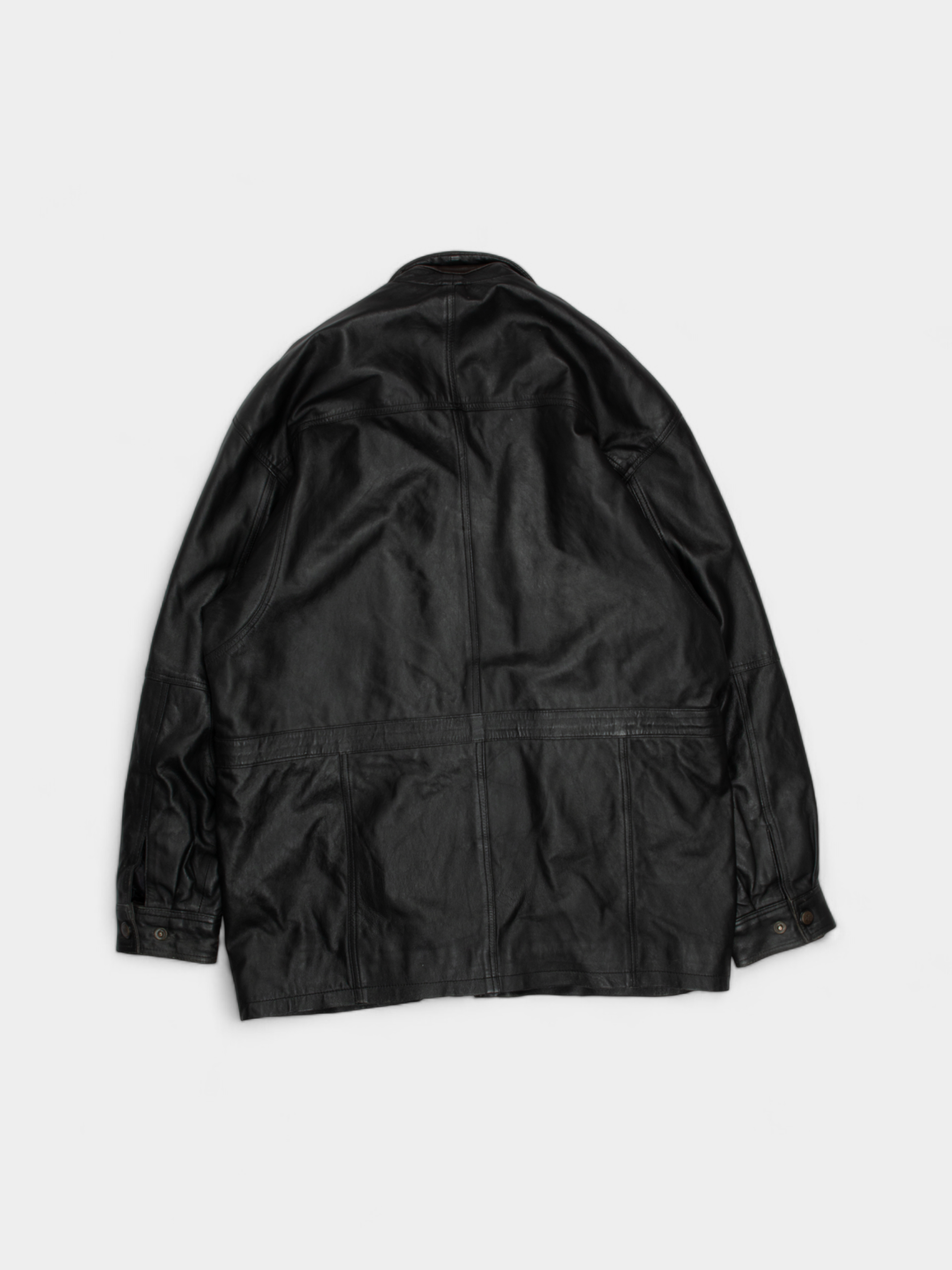 90s Woodland Leather Trench Coat Jacket L - The Thrift