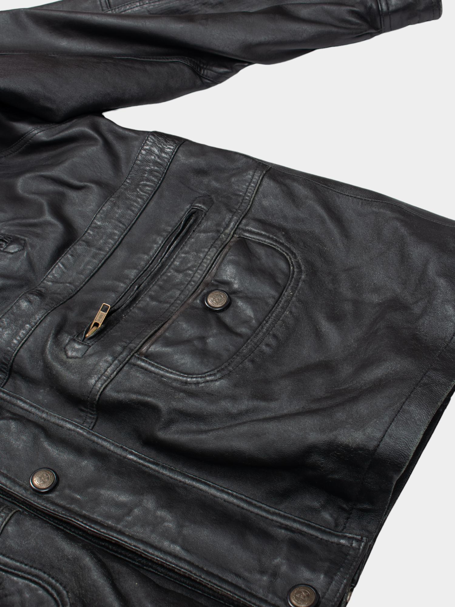 90s Woodland Leather Trench Coat Jacket L - The Thrift
