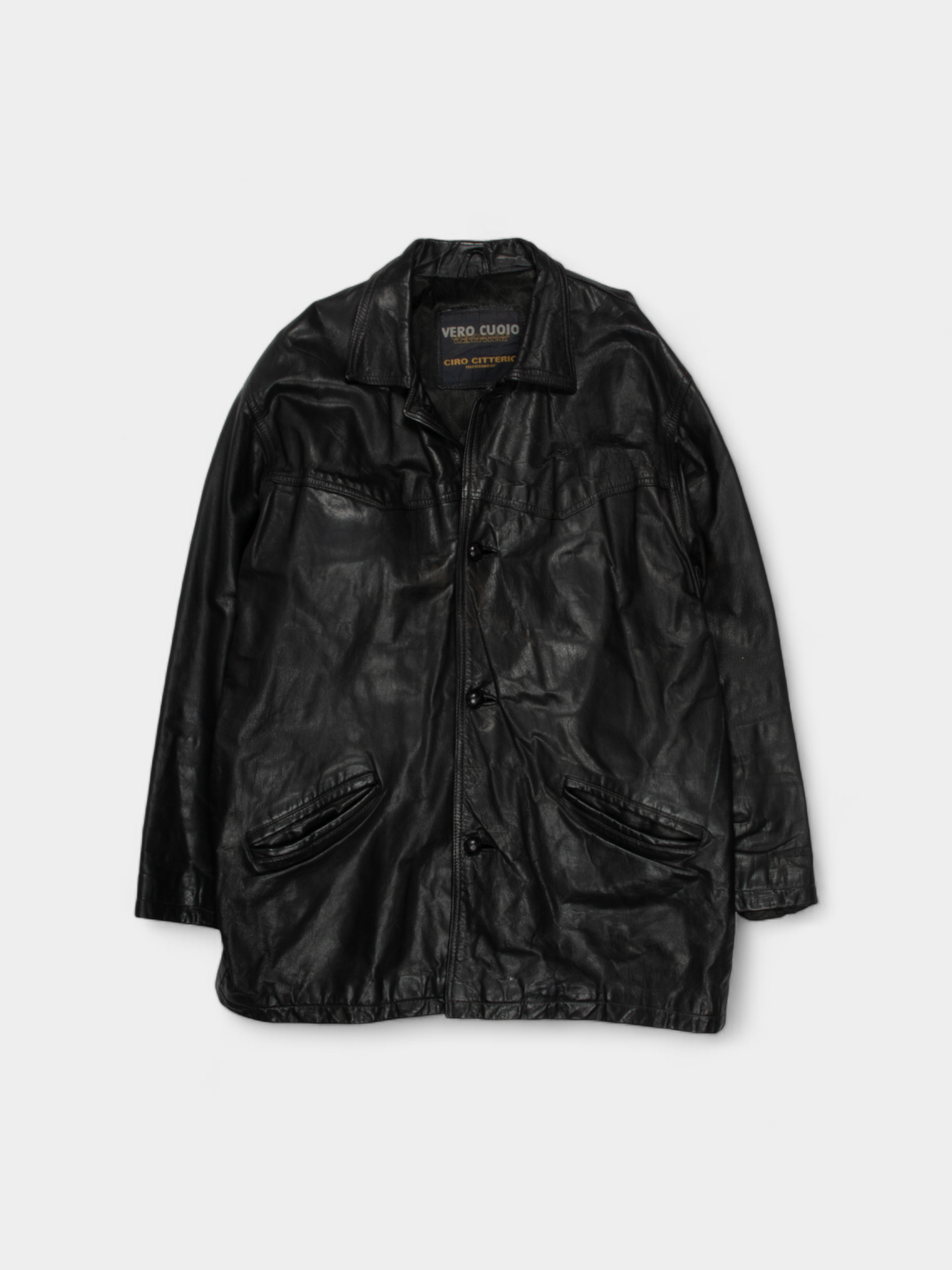 90s Ciro Citterio Leather Trench Coat Jacket L - The Thrift