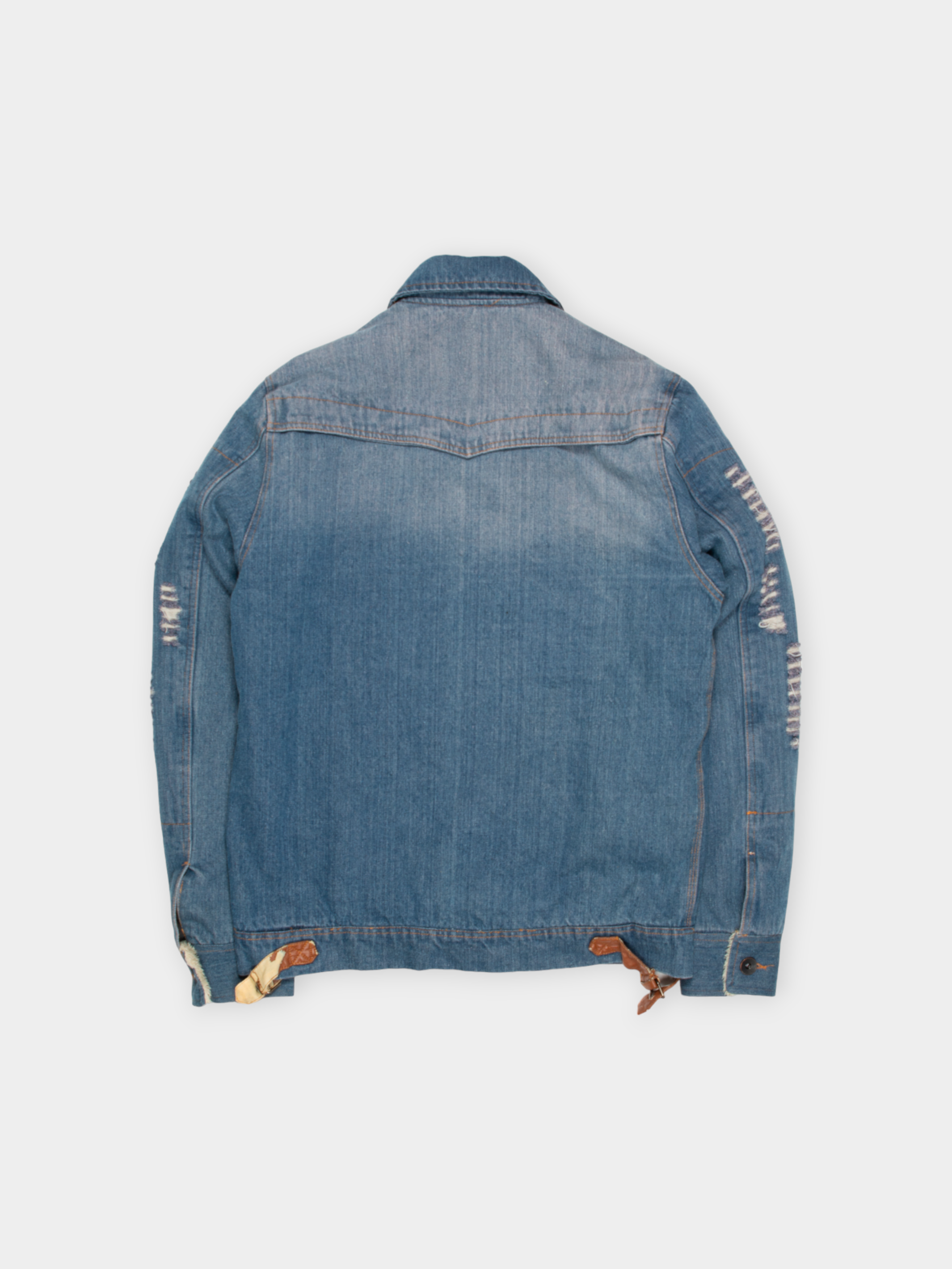 90s Blue Lined Distressed Vintage Denim Jacket M - The Thrift