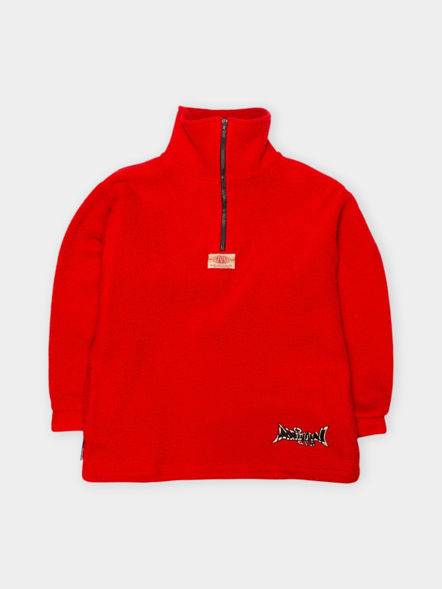 90s Animal Red Sherpa Fleece Pullover L - The Thrift